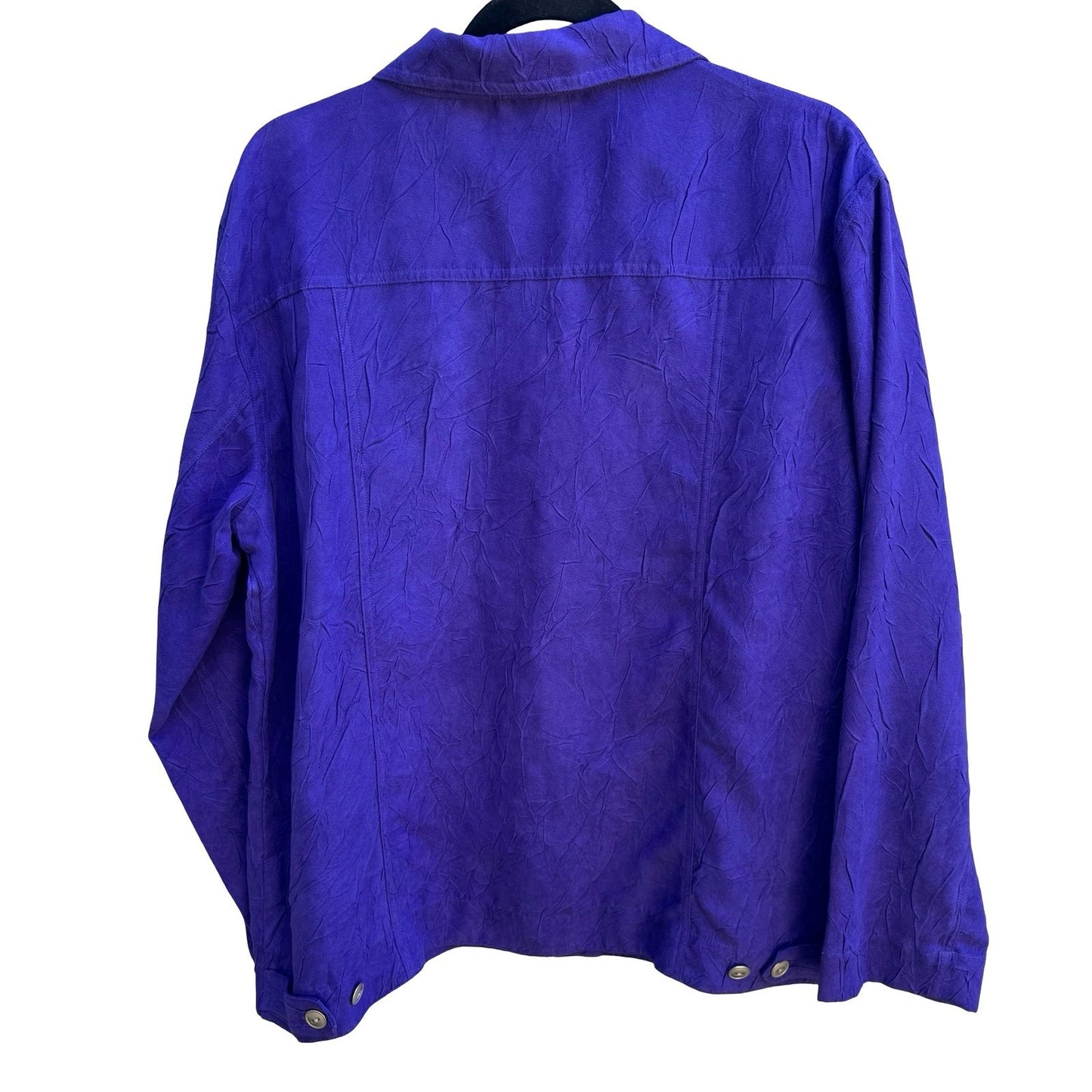 Chicos Artsy Lagenlook Professional Jewel Tone Purple Crinkle Texture Jacket XL