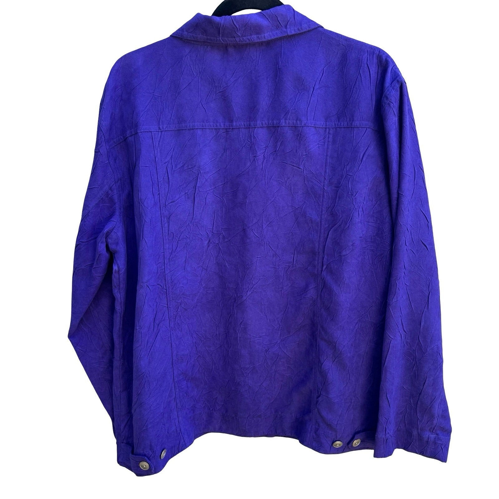 Chicos Artsy Lagenlook Professional Jewel Tone Purple Crinkle Texture Jacket XL