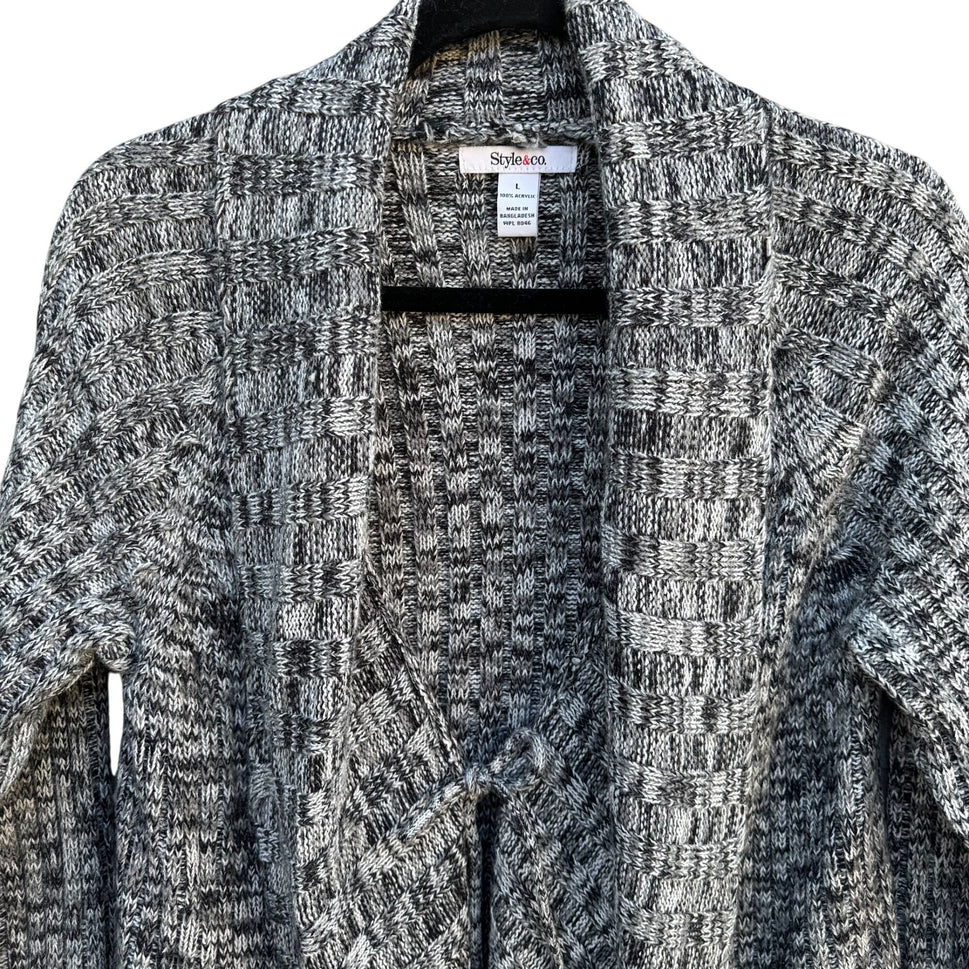 Style & Co Womens Open Front Knit Shawl Collar Long Sleeve Cardigan Sweater L