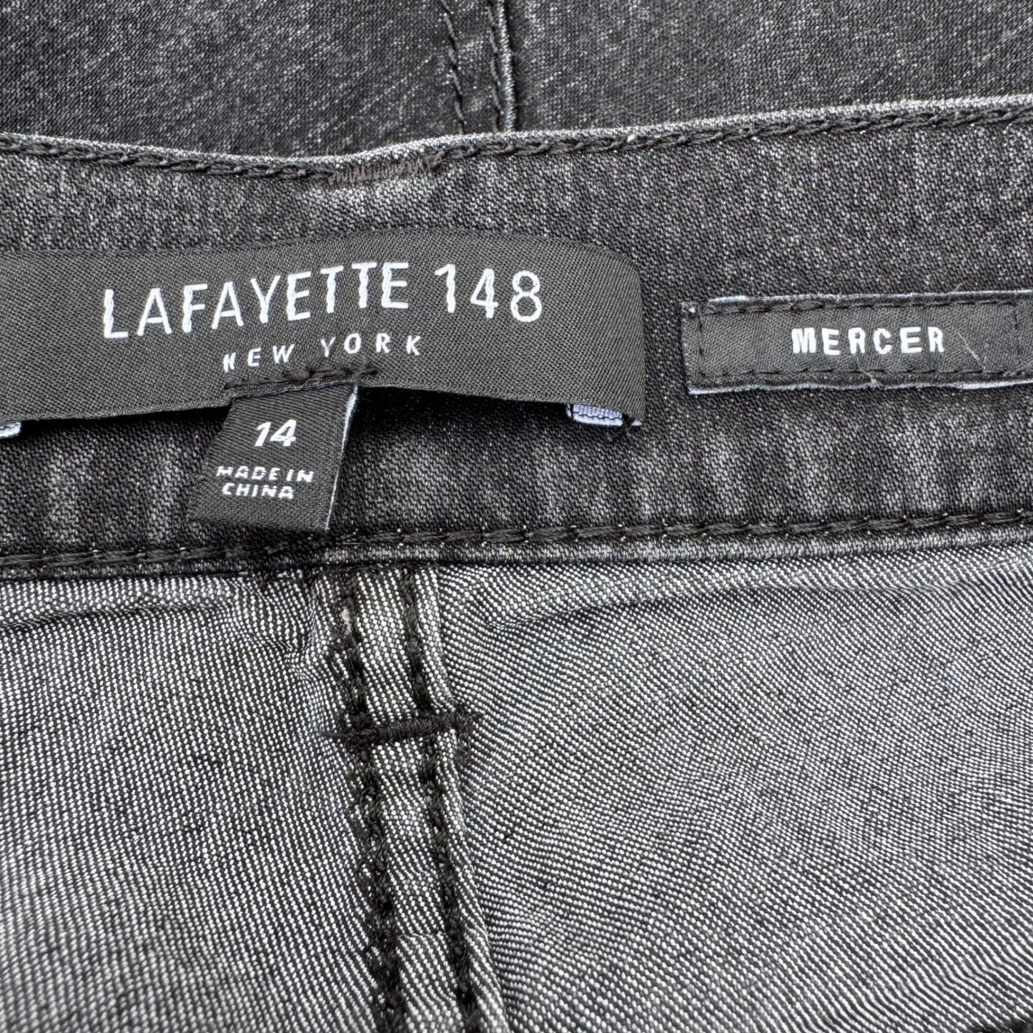 Lafayette 148 New York Mercer Slim Leg Jeans Charcoal Grey Womens 14 Stretch