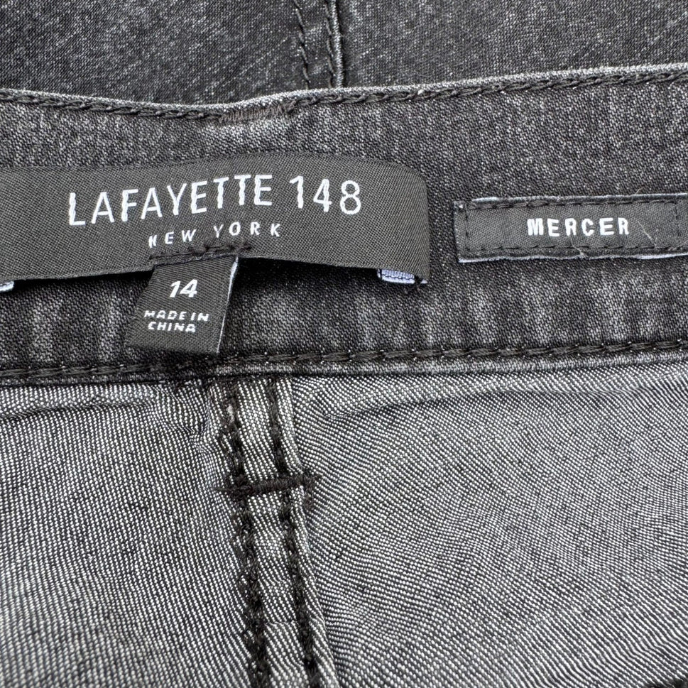 Lafayette 148 New York Mercer Slim Leg Jeans Charcoal Grey Womens 14 Stretch