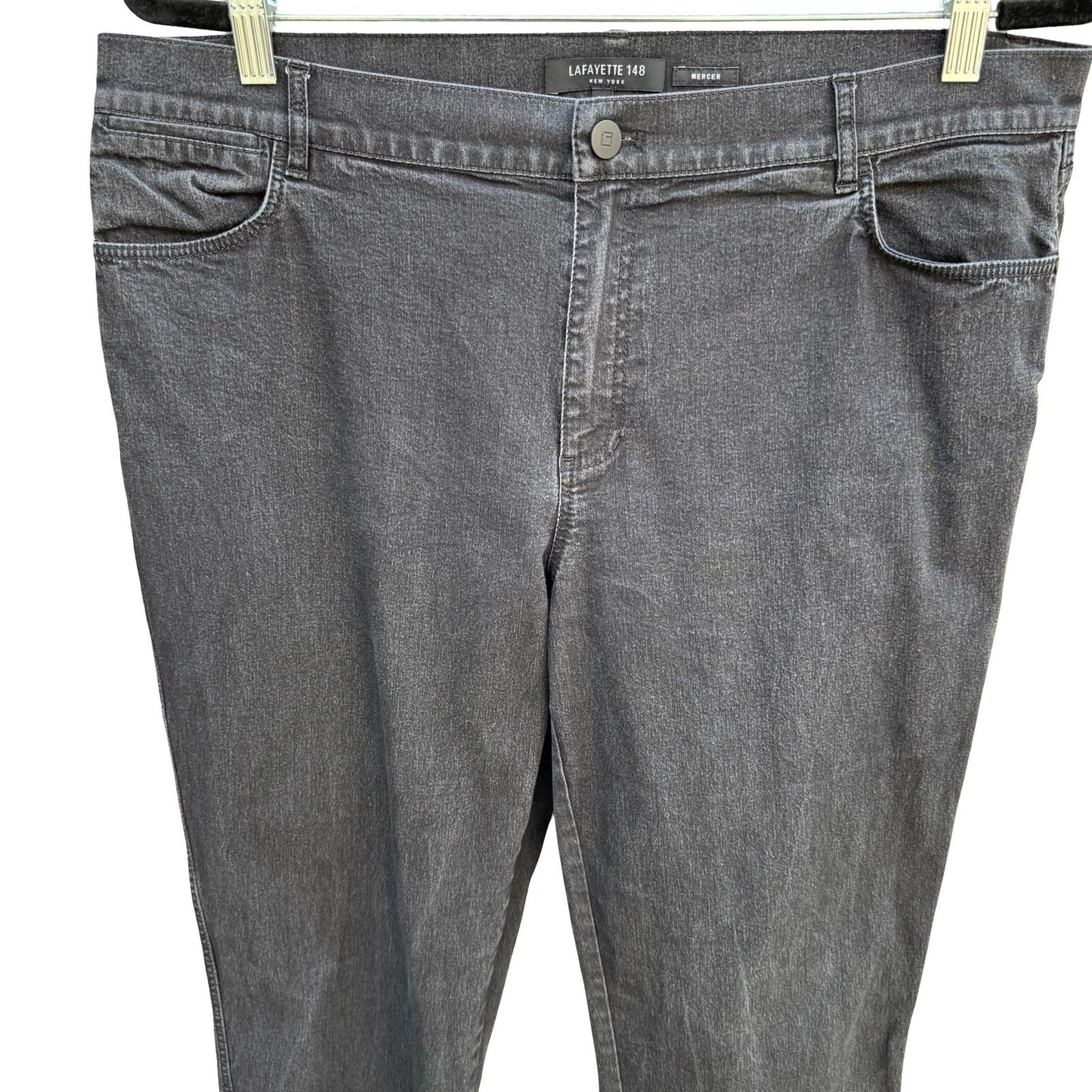 Lafayette 148 New York Mercer Slim Leg Jeans Charcoal Grey Womens 14 Stretch