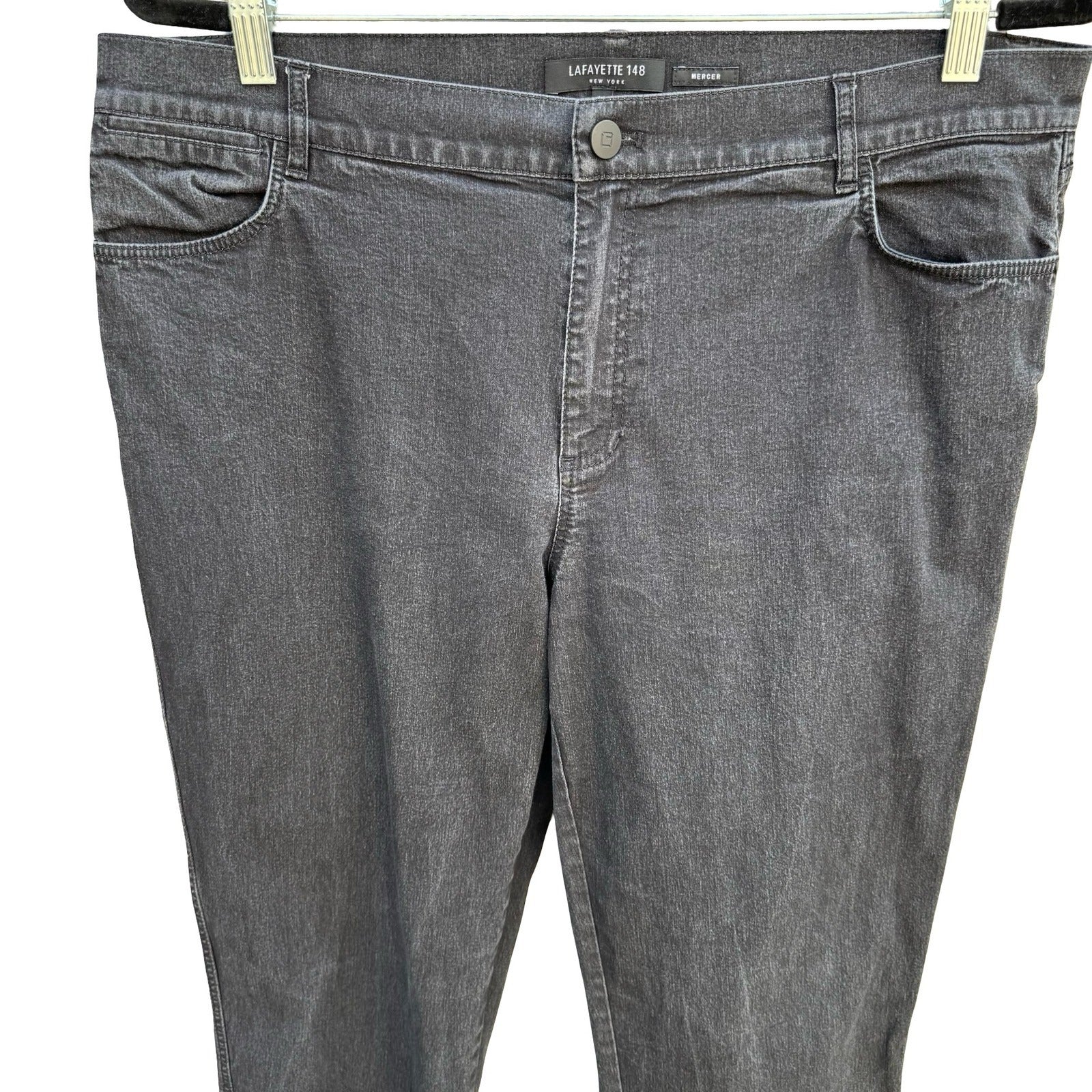 Lafayette 148 New York Mercer Slim Leg Jeans Charcoal Grey Womens 14 Stretch