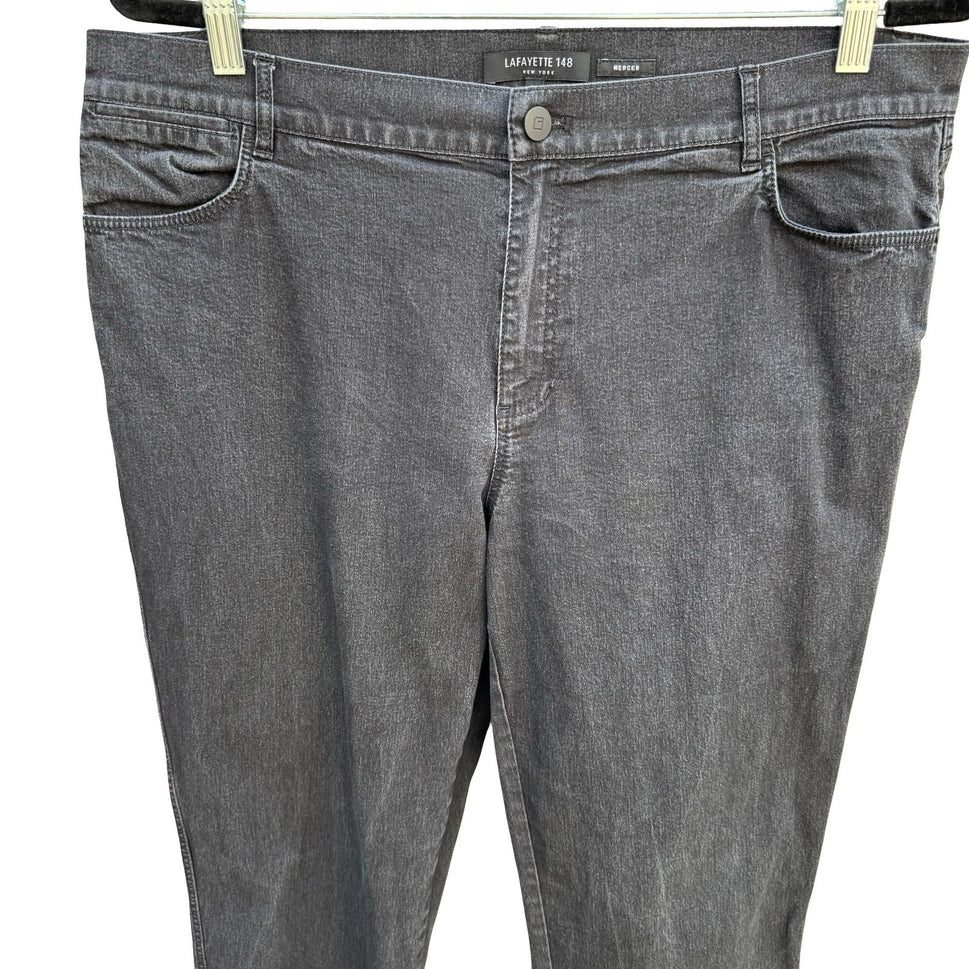 Lafayette 148 New York Mercer Slim Leg Jeans Charcoal Grey Womens 14 Stretch