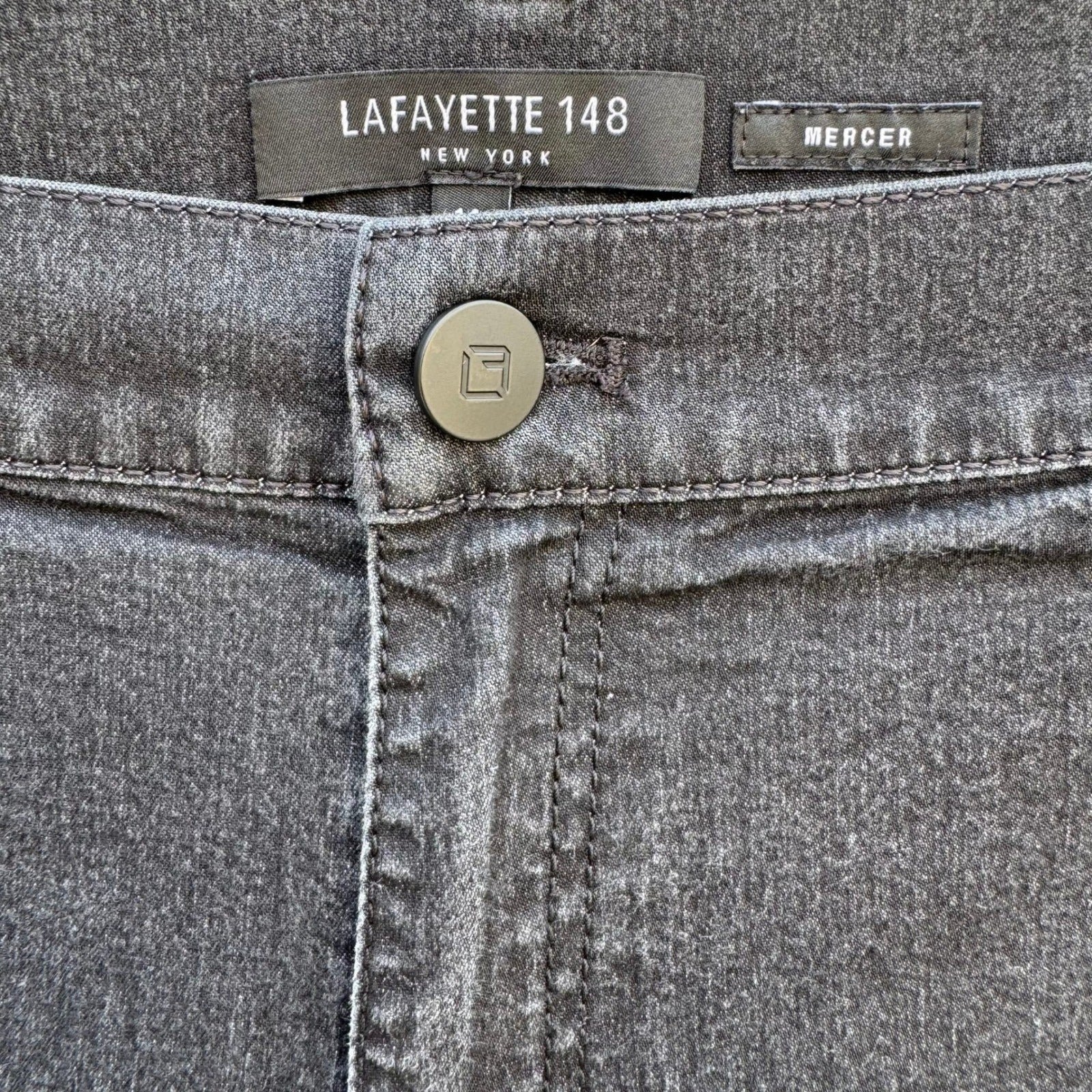 Lafayette 148 New York Mercer Slim Leg Jeans Charcoal Grey Womens 14 Stretch