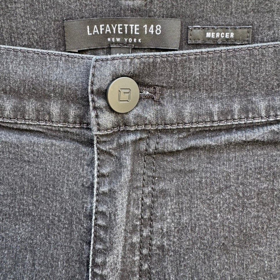 Lafayette 148 New York Mercer Slim Leg Jeans Charcoal Grey Womens 14 Stretch