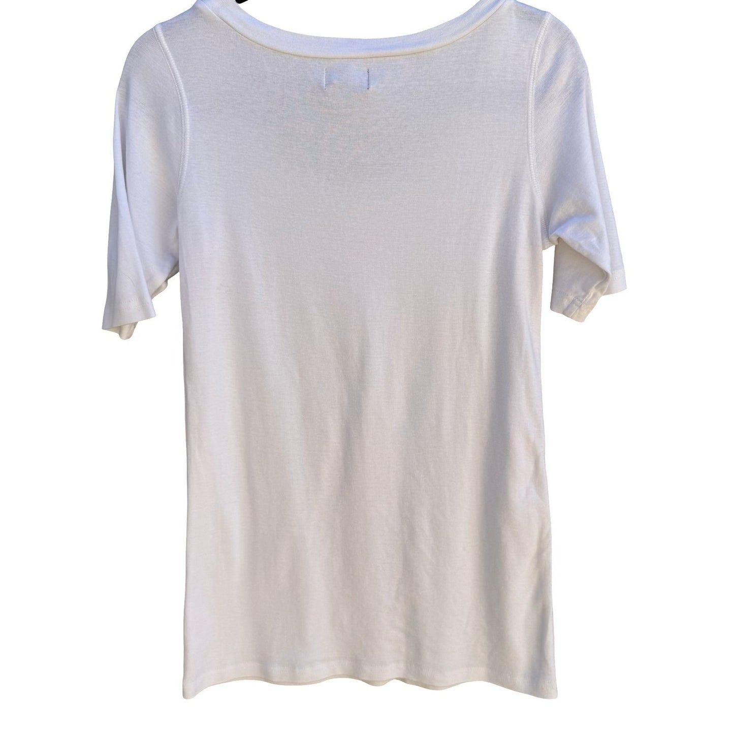Hot in Hollywood Minimalist Scoop Neck Slim Fit Cotton Clean Girl Shirt White M