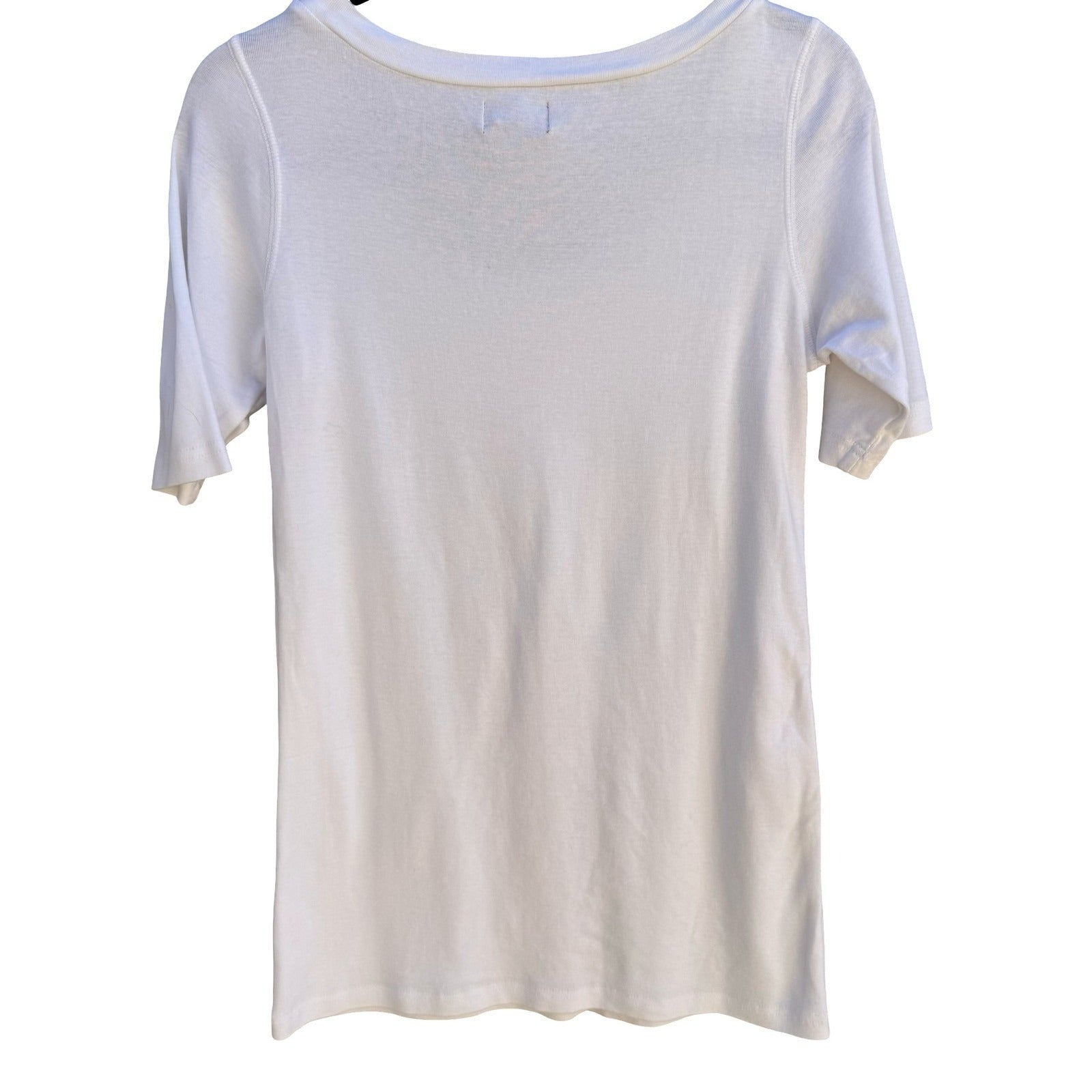 Hot in Hollywood Minimalist Scoop Neck Slim Fit Cotton Clean Girl Shirt White M