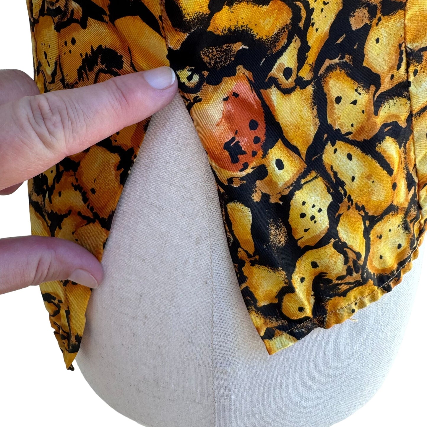 Eres Couture Vintage 50s 60s Womens Boucle Yellow Black Print Top Skirt Blazer