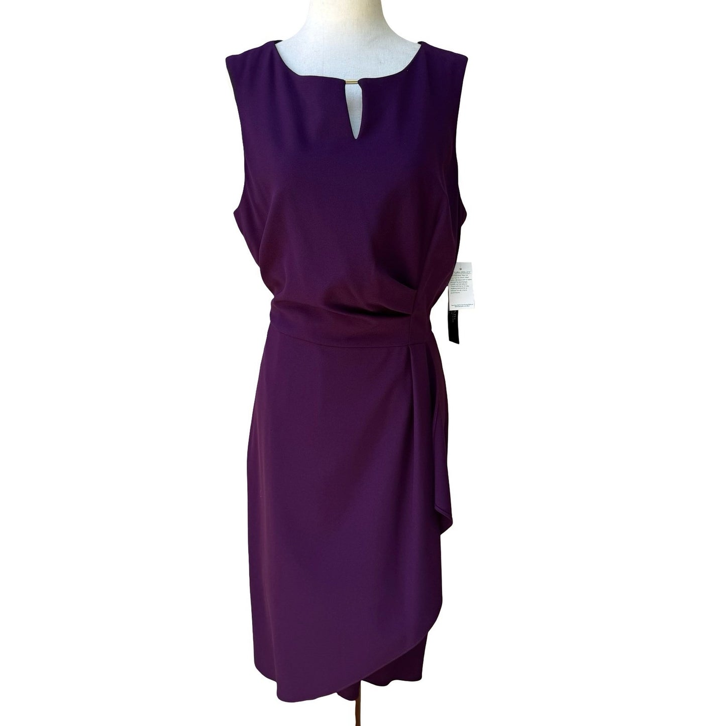 Tahari Arthur S. Levine Minimalist Professional Keyhole Sheath Dress Plum 14 NEW