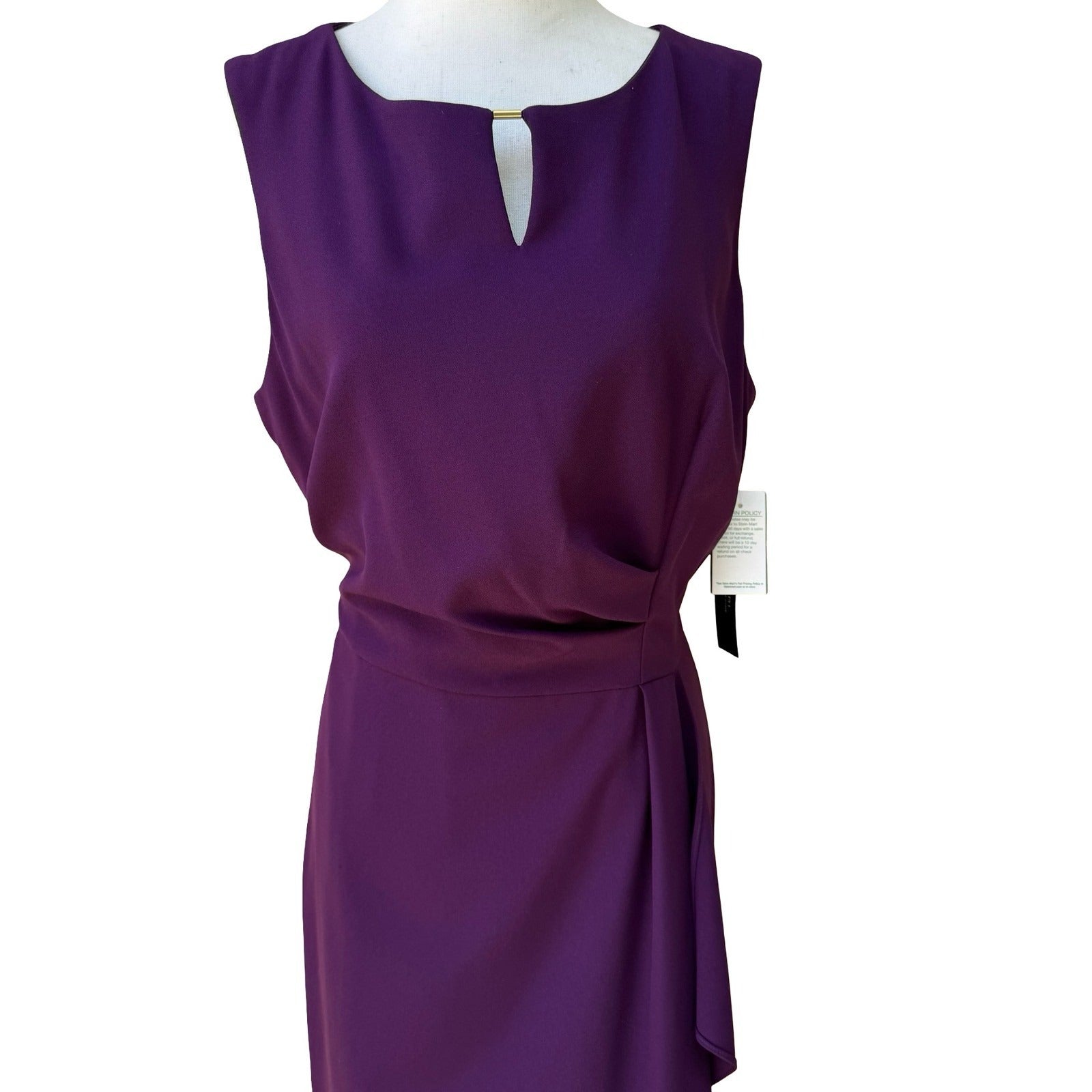 Tahari Arthur S. Levine Minimalist Professional Keyhole Sheath Dress Plum 14 NEW