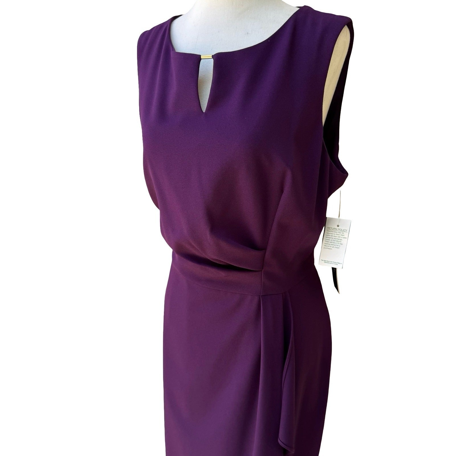 Tahari Arthur S. Levine Minimalist Professional Keyhole Sheath Dress Plum 14 NEW