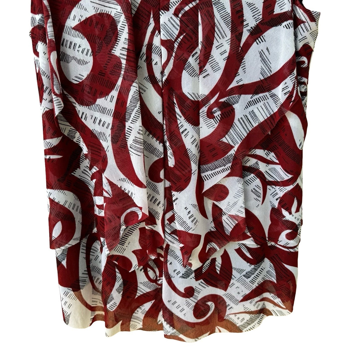 Alfani Careerwear Professional Mesh Abstract Swirl Tiered Ruffle Flowy Blouse L