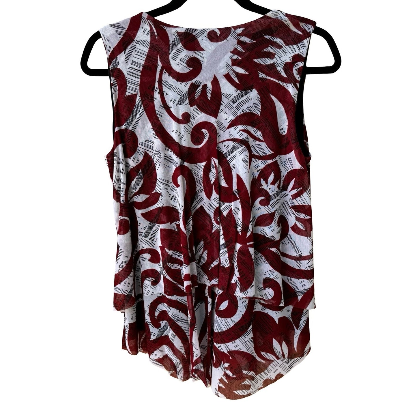 Alfani Careerwear Professional Mesh Abstract Swirl Tiered Ruffle Flowy Blouse L