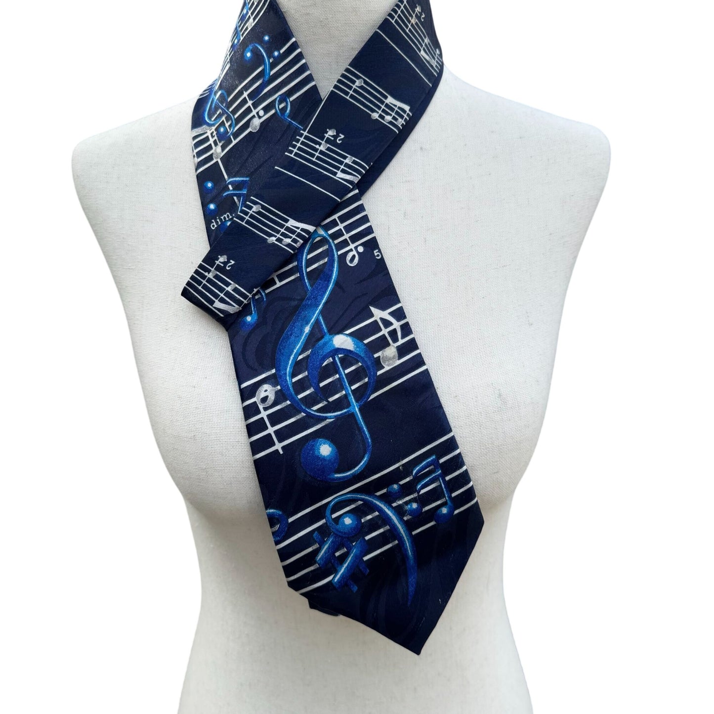 A Rogers Musical Notes Vintage Blue Silk Tie Executive Ties Designer Silk House