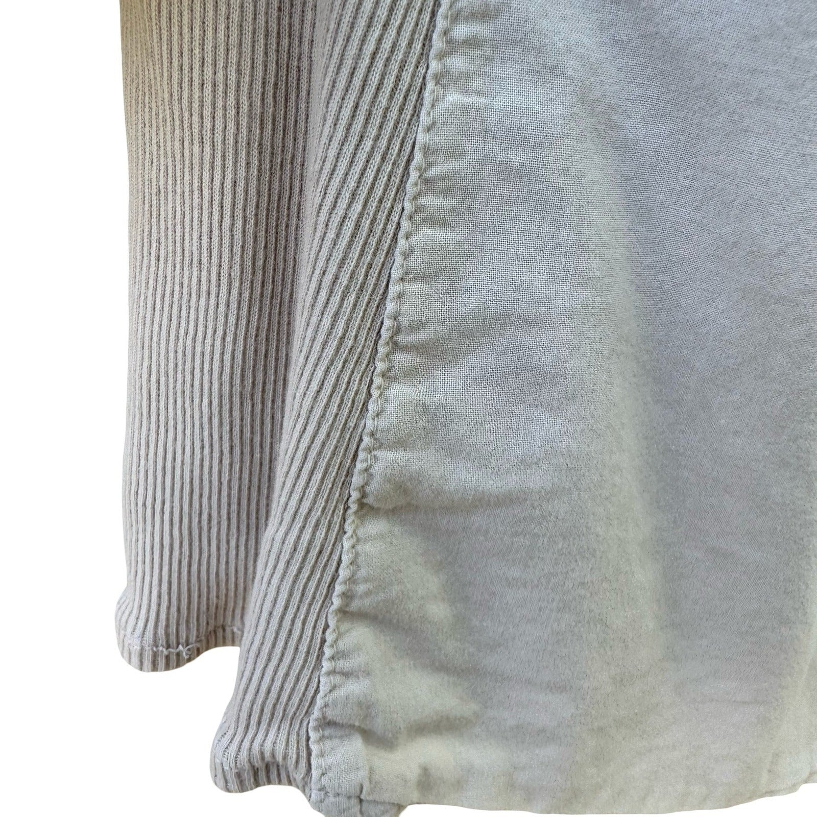 James Perse Minimalist Cotton Neutral Coastal Shirt Ribbed Panels Tan Womens 3