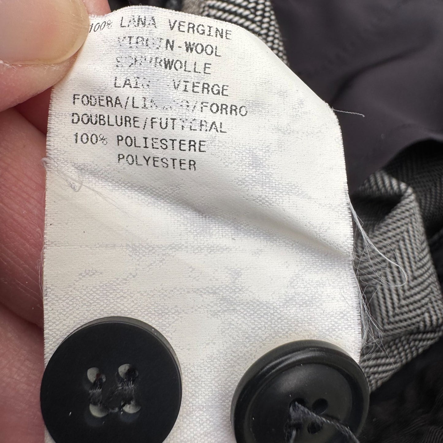Armani Collezioni Vintage Womens Herringbone Italian Wool Dress Pants Gray 14