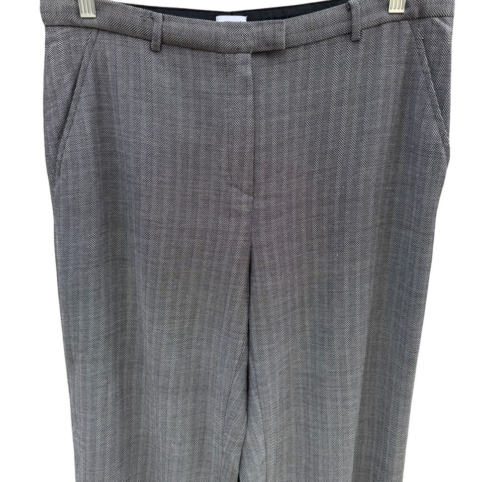Armani Collezioni Vintage Womens Herringbone Italian Wool Dress Pants Gray 14