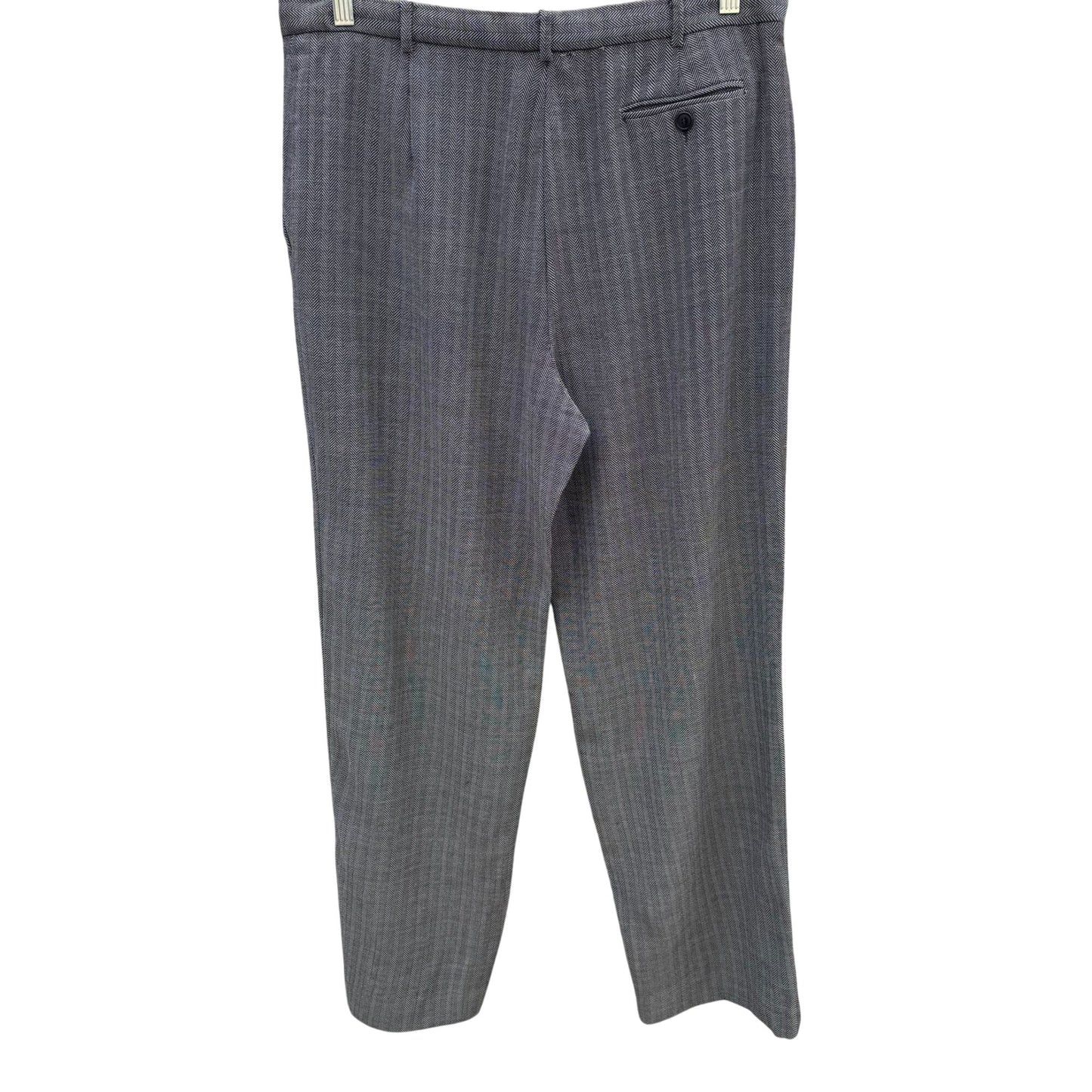 Armani Collezioni Vintage Womens Herringbone Italian Wool Dress Pants Gray 14