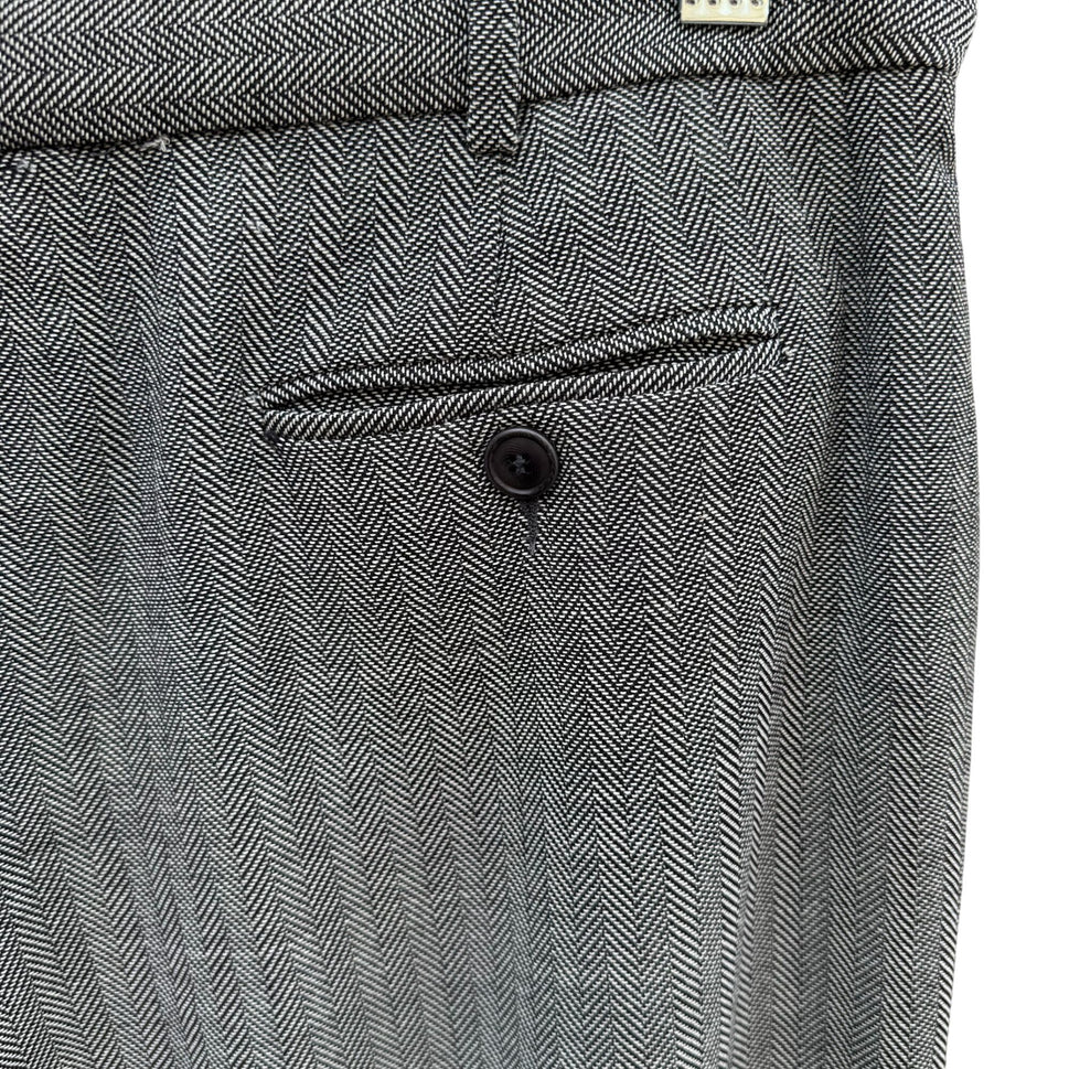 Armani Collezioni Vintage Womens Herringbone Italian Wool Dress Pants Gray 14