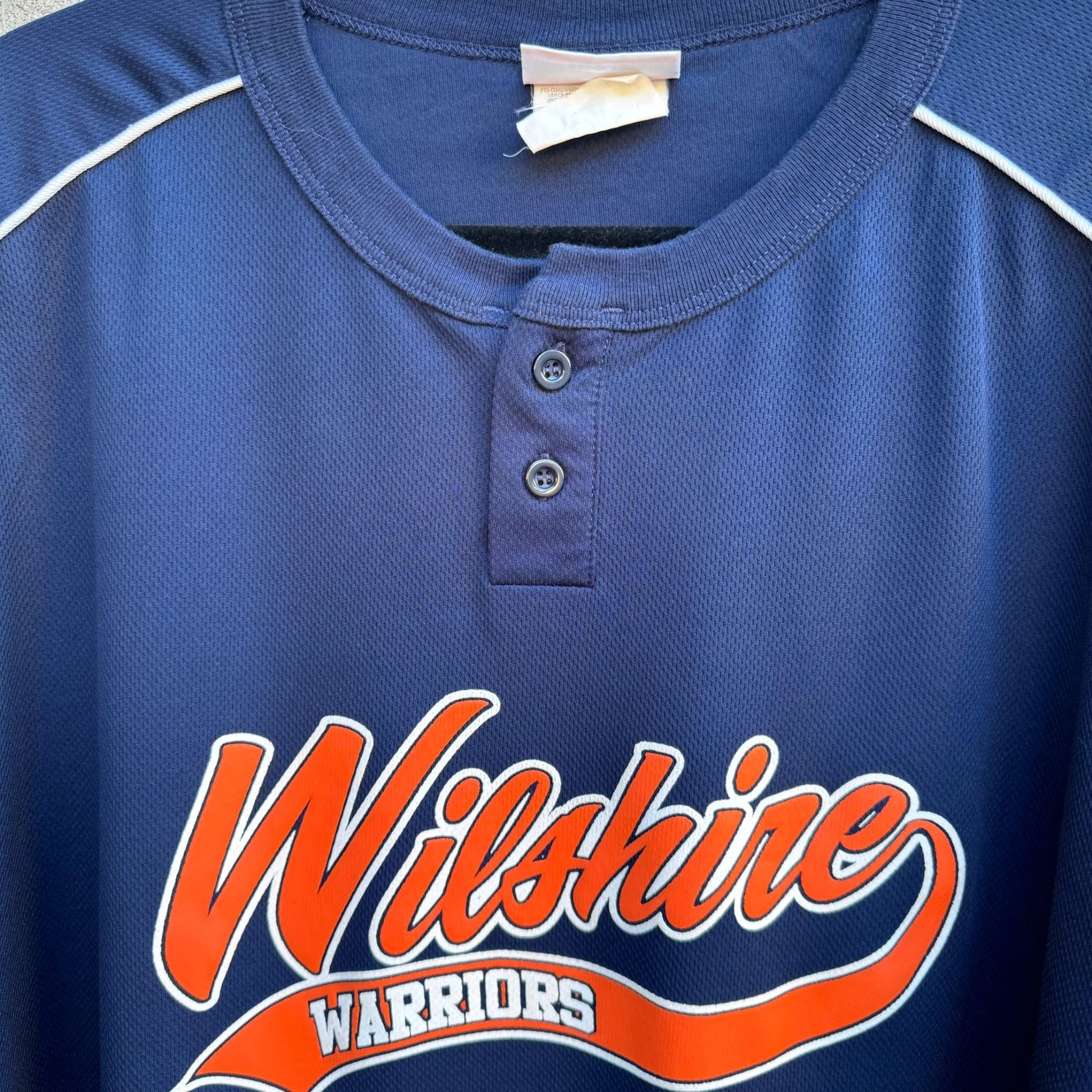 Wilshire Warriors Baseball Teamwork Navy & White Athletic Shirt Sports Jersey XL