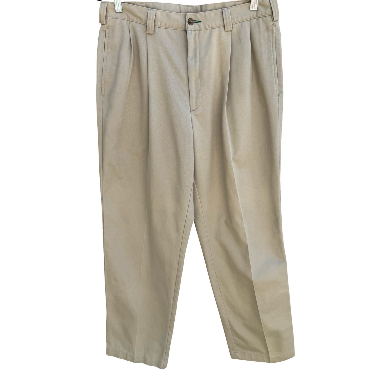 Tommy Hilfiger Vintage 90s Preppy Pleated Old Money Chino Pants Khaki Mens 34x30