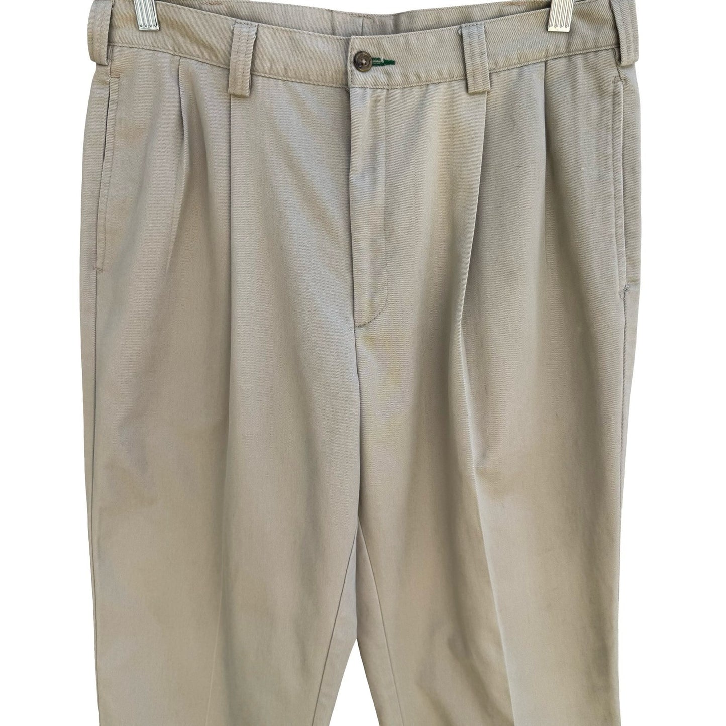 Tommy Hilfiger Vintage 90s Preppy Pleated Old Money Chino Pants Khaki Mens 34x30