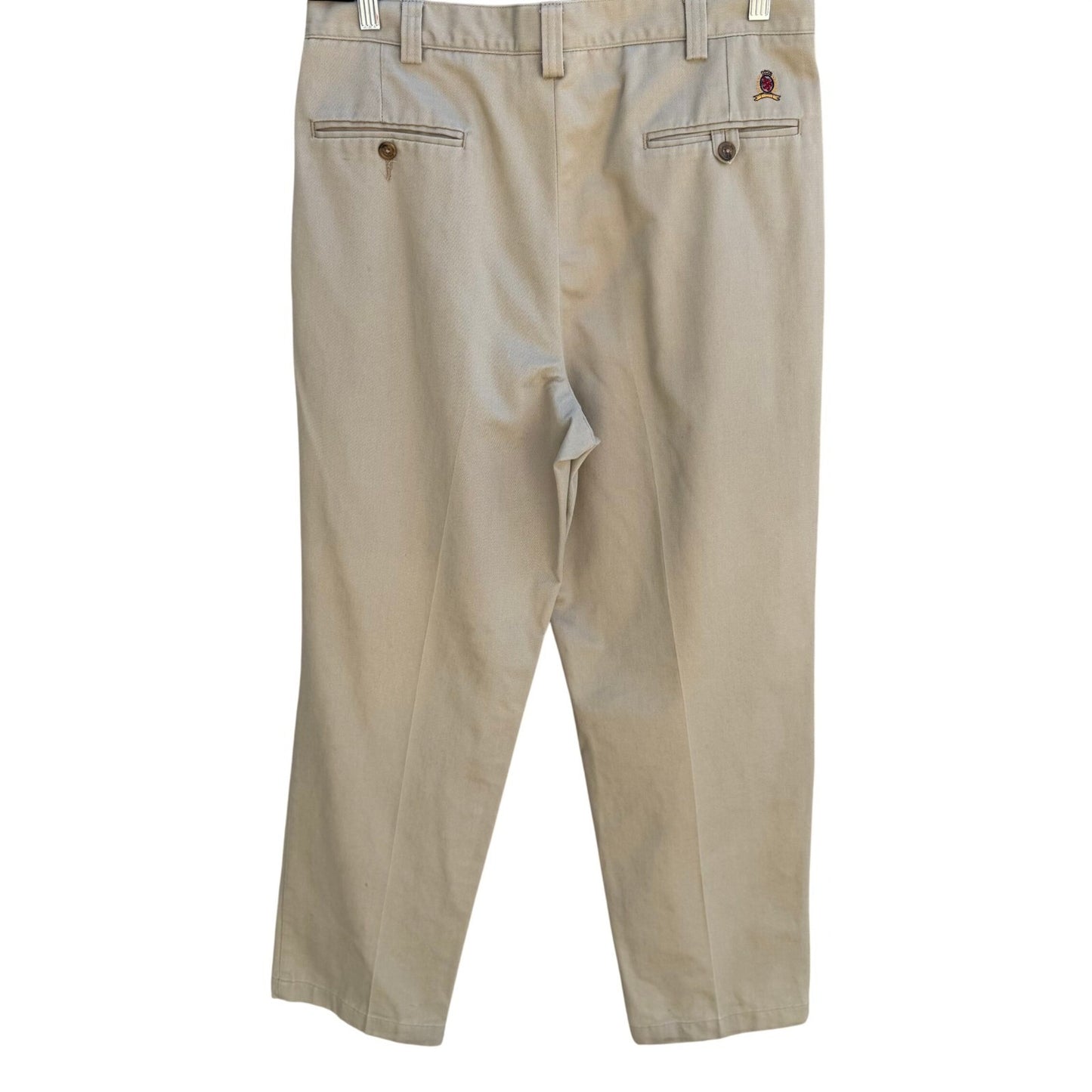 Tommy Hilfiger Vintage 90s Preppy Pleated Old Money Chino Pants Khaki Mens 34x30