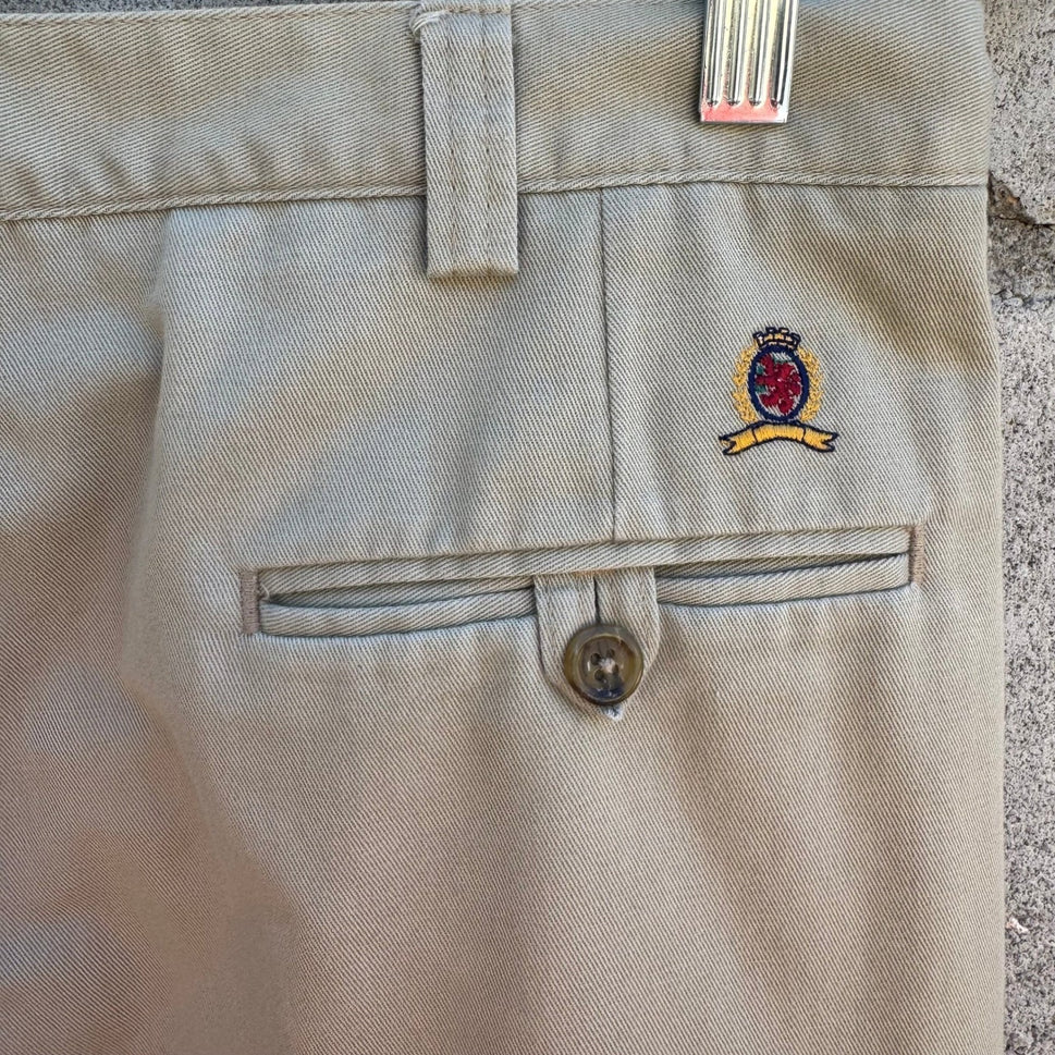 Tommy Hilfiger Vintage 90s Preppy Pleated Old Money Chino Pants Khaki Mens 34x30