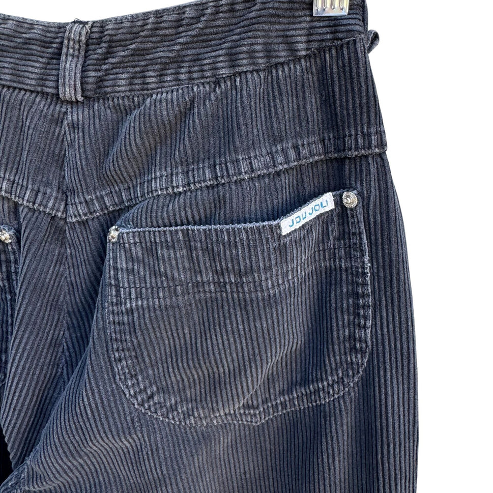 Jou Jou Vintage 80s Black Corduroy Tapered Pants Mid-Rise Relaxed Fit Womens 26