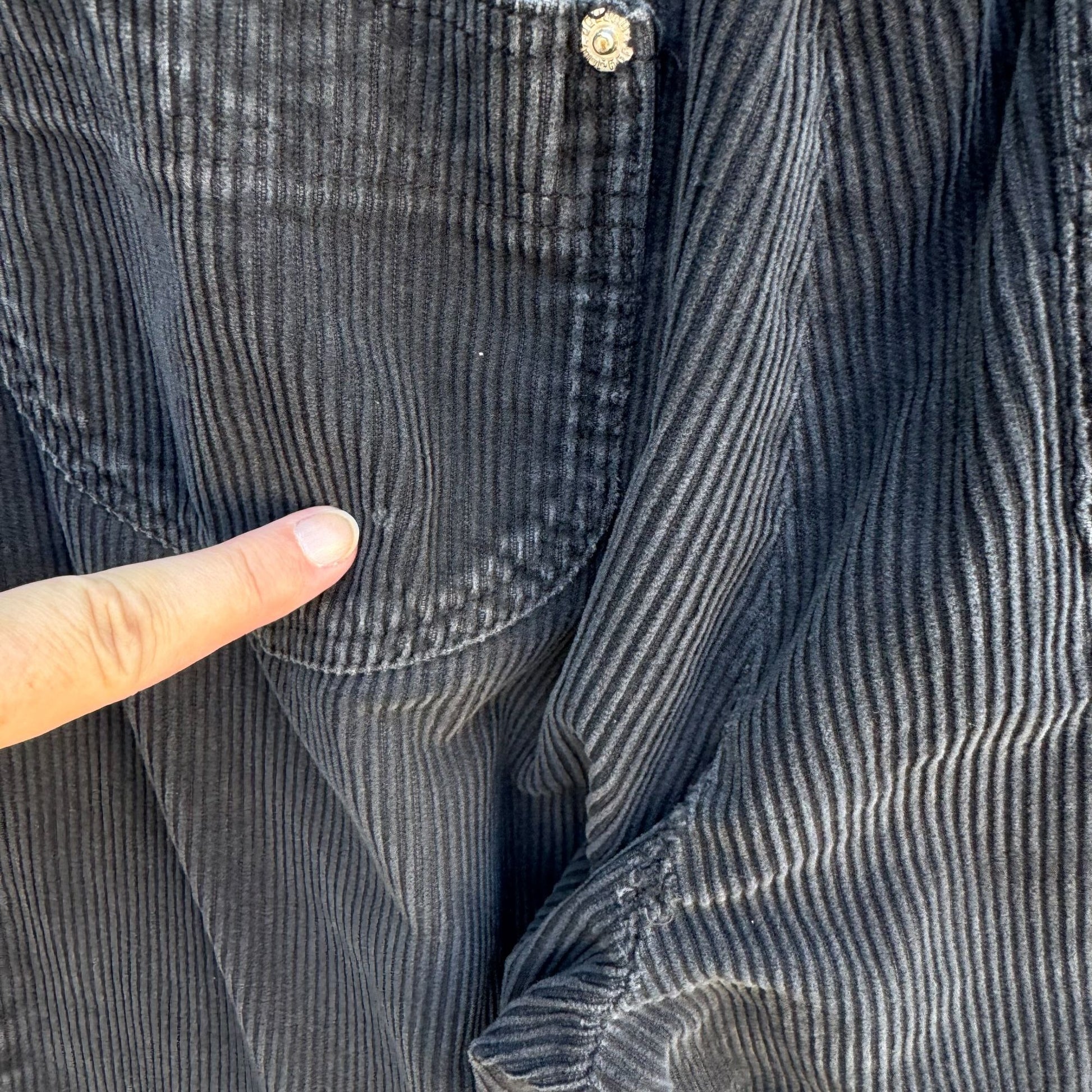 Jou Jou Vintage 80s Black Corduroy Tapered Pants Mid-Rise Relaxed Fit Womens 26