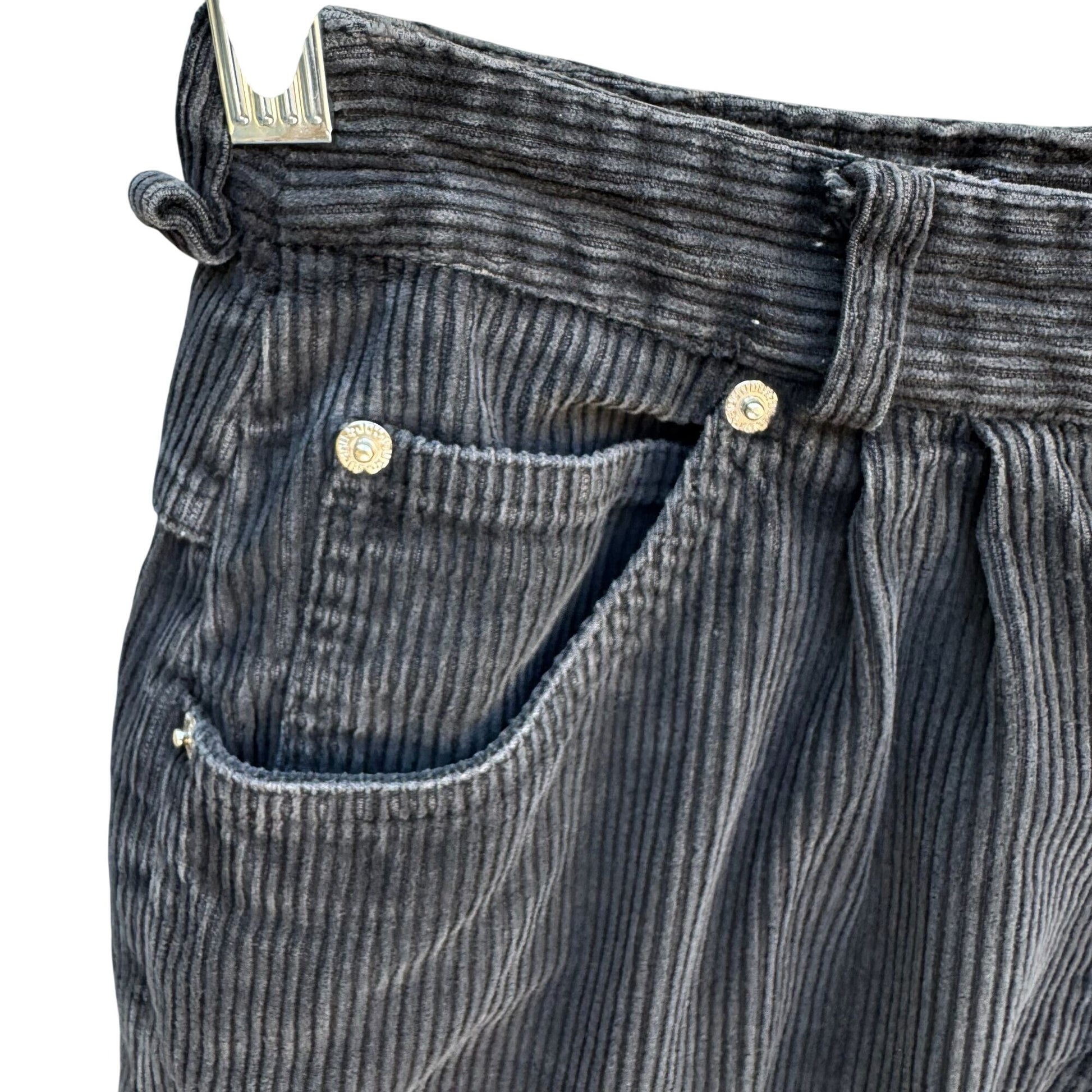 Jou Jou Vintage 80s Black Corduroy Tapered Pants Mid-Rise Relaxed Fit Womens 26