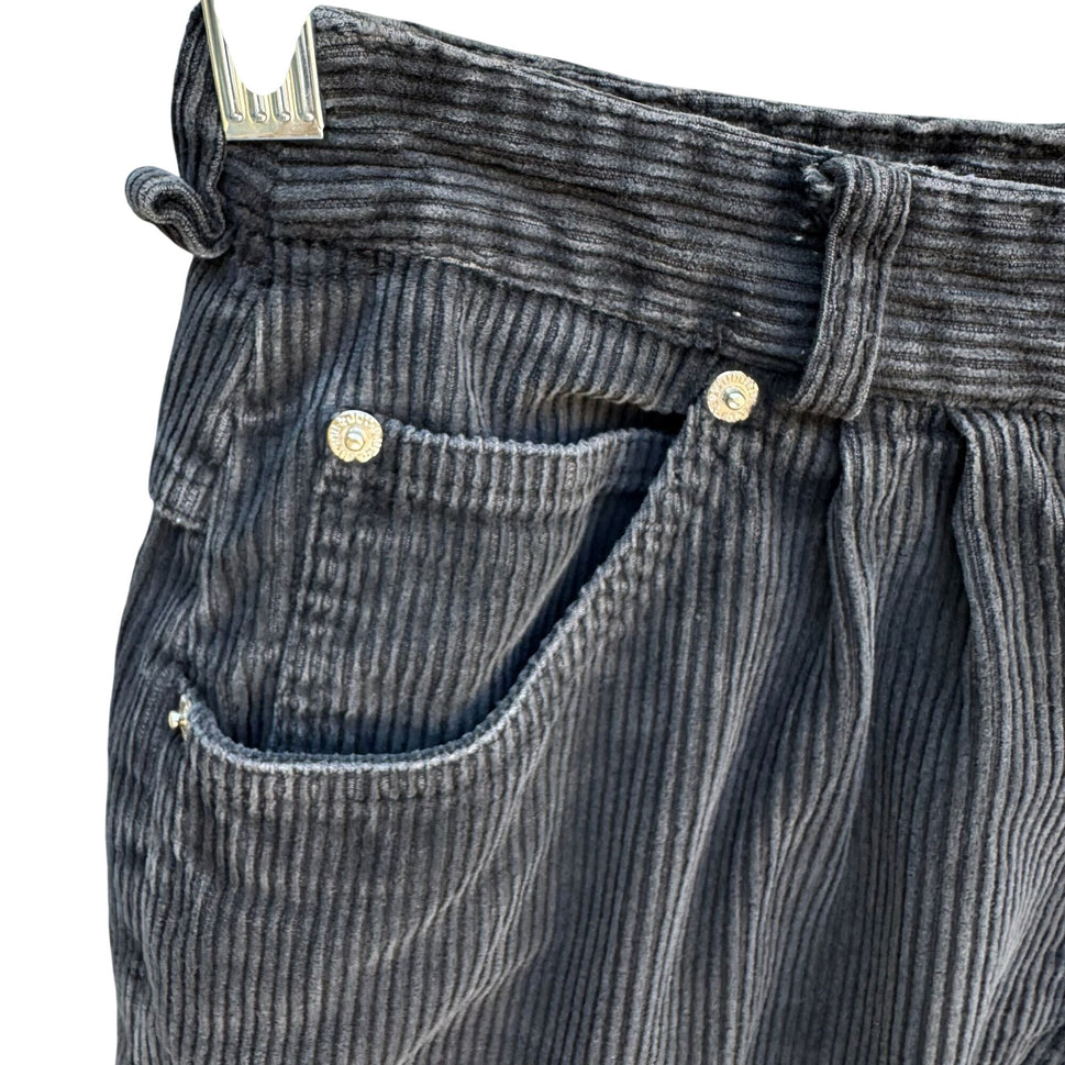Jou Jou Vintage 80s Black Corduroy Tapered Pants Mid-Rise Relaxed Fit Womens 26