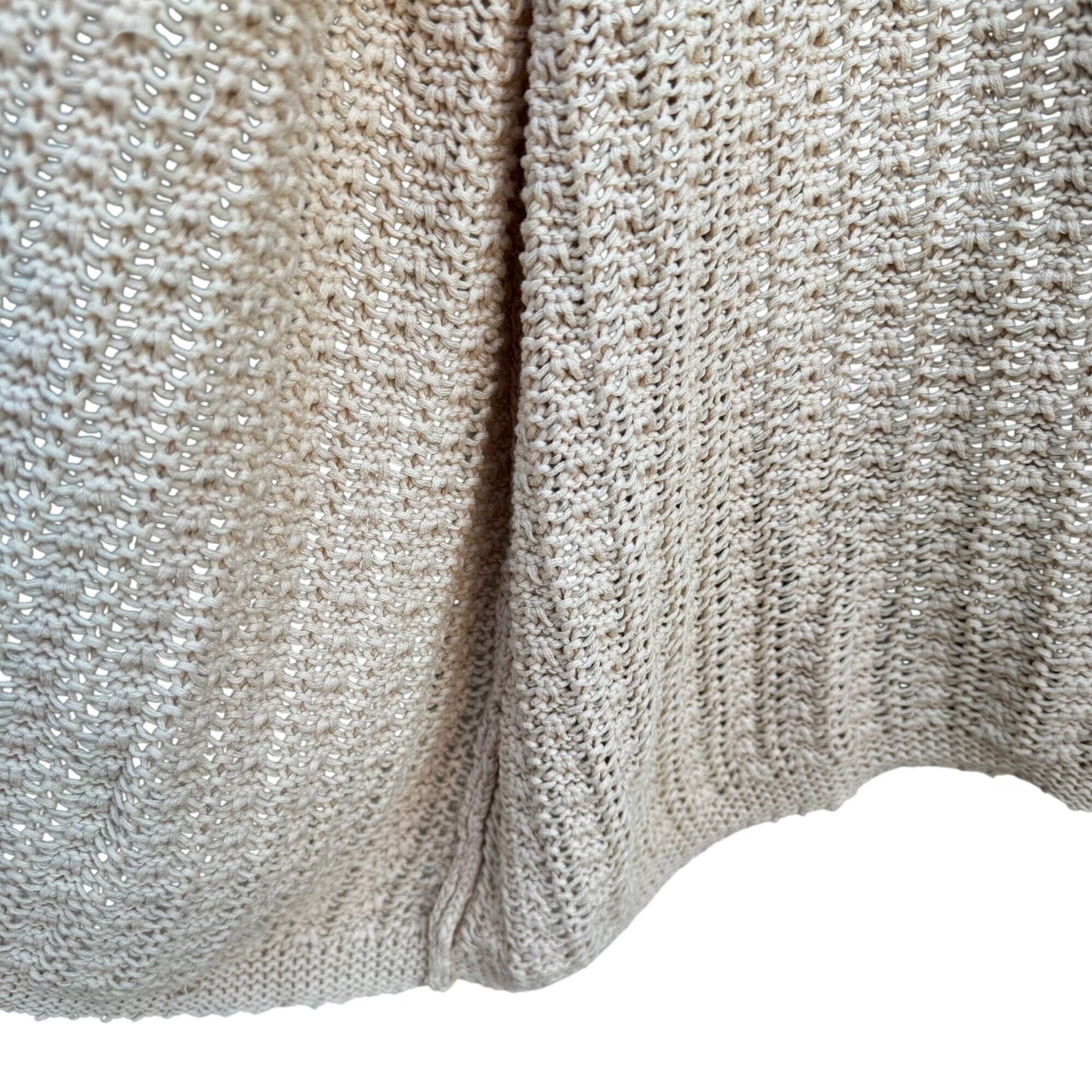 Liz Claiborne Beige Open Knit Long Belted Cardigan Womens L Cozy Layer Lagenlook