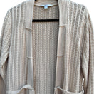 Switch Liz Claiborne Beige Open Knit Long Belted Cardigan Womens L Cozy Layer Lagenlook 3 image