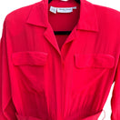 Switch Samantha Stevens Vintage Red Silk Belted Waist Long Sleeve Button Cuffs Dress 4P 2 image