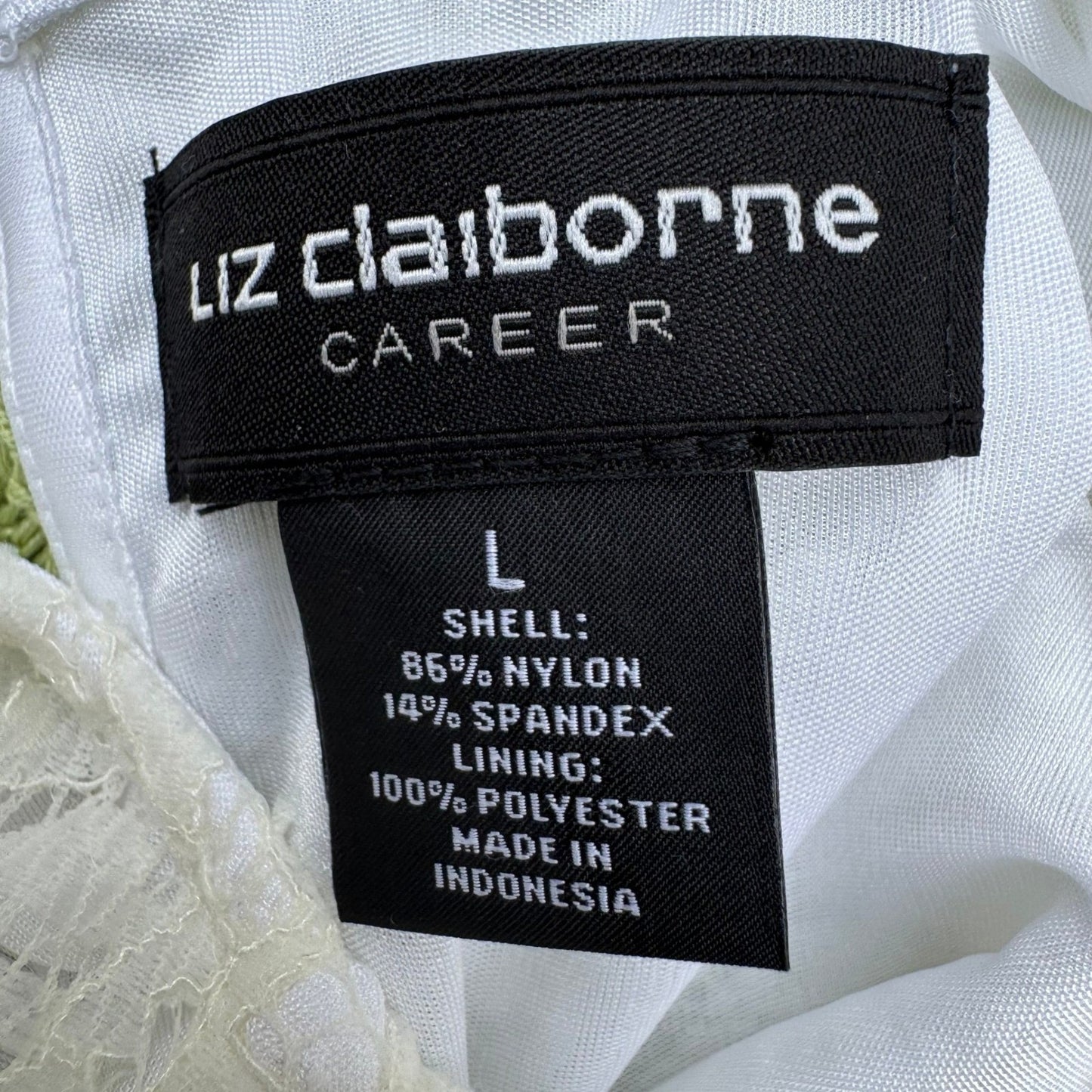 Liz Claiborne Career White Lace Bubble Blouse Sleeveless Keyhole Back Large NEW