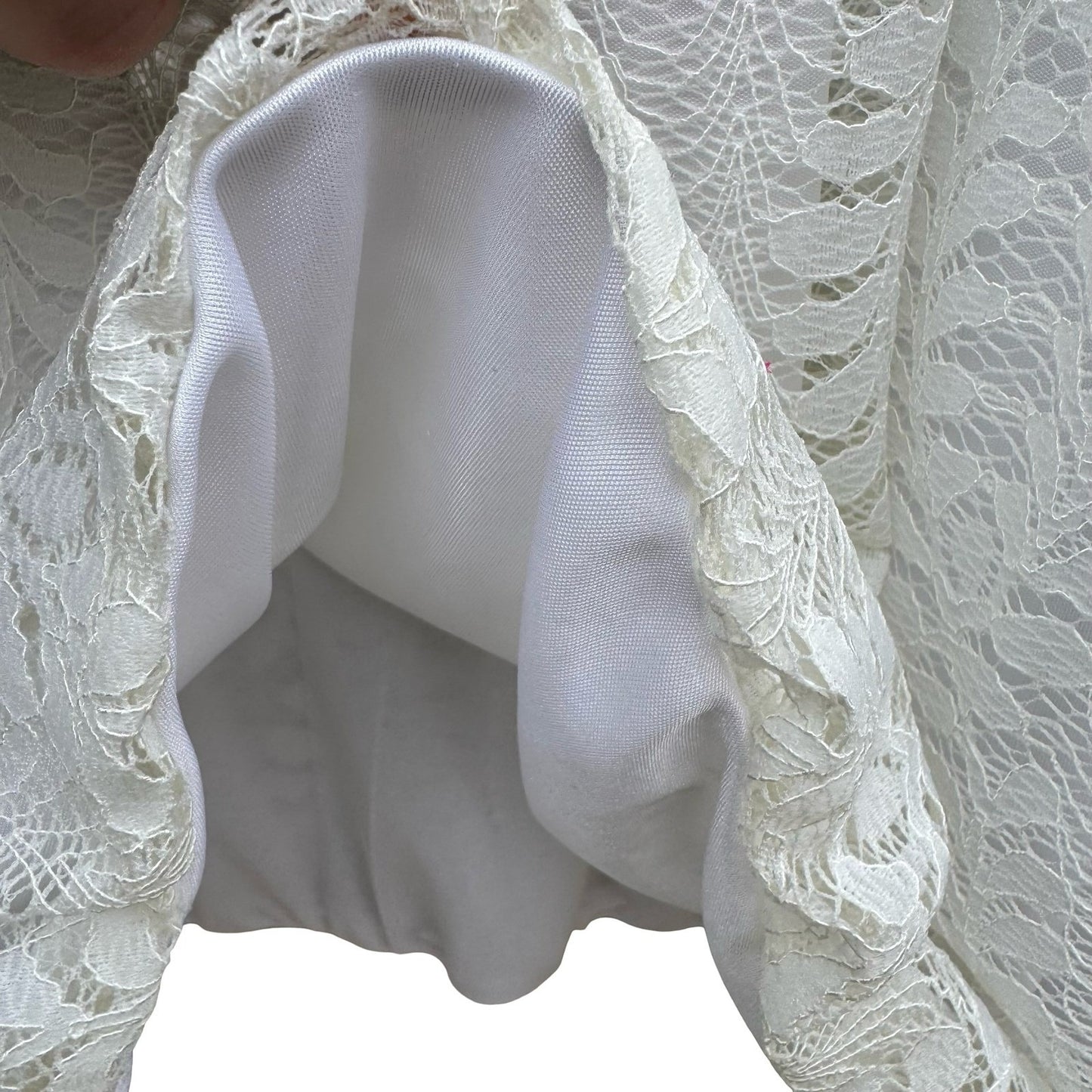 Liz Claiborne Career White Lace Bubble Blouse Sleeveless Keyhole Back Large NEW