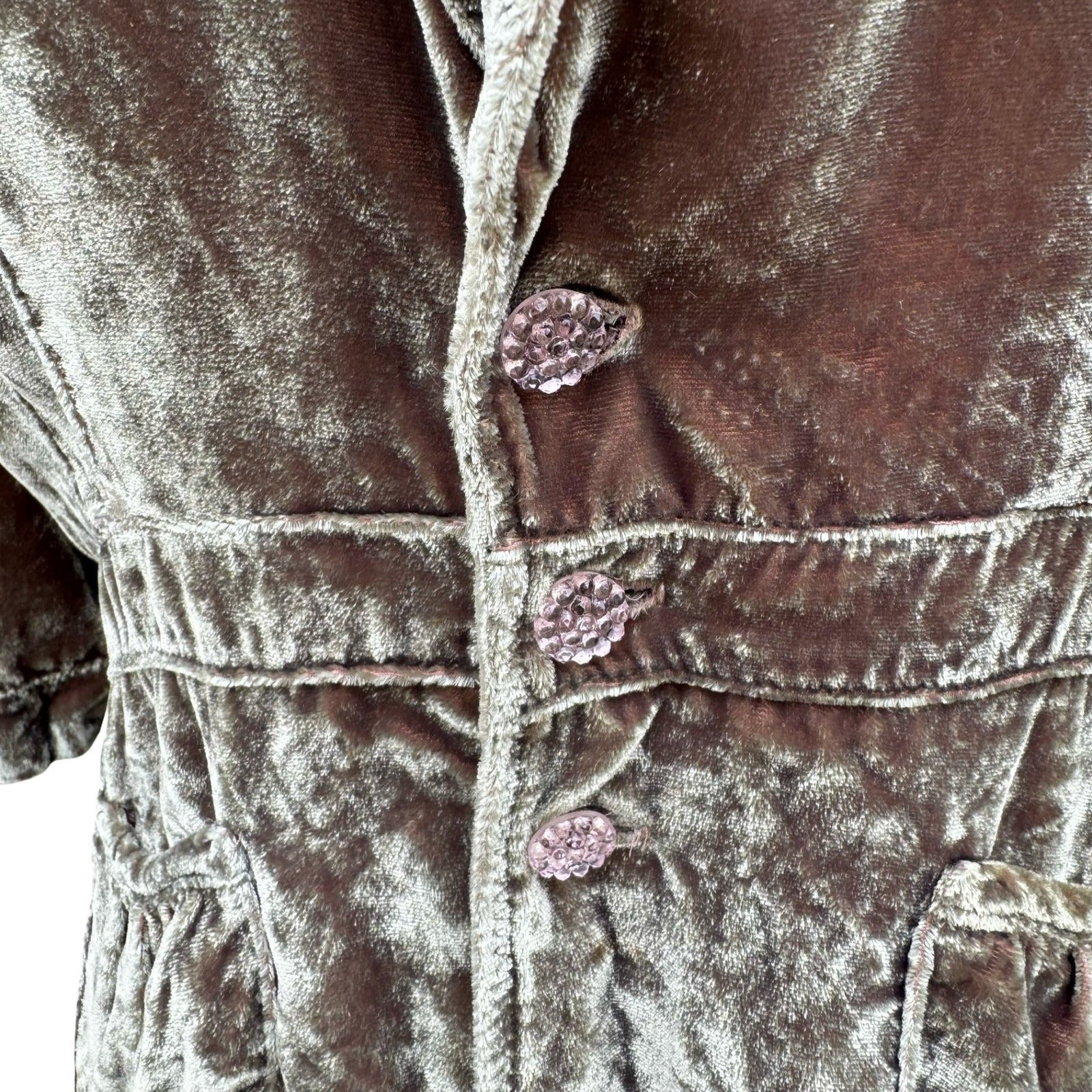 Burning Torch Anthropologie Silk Blend Velvet Beaded Peplum Jacket Olive Brown L