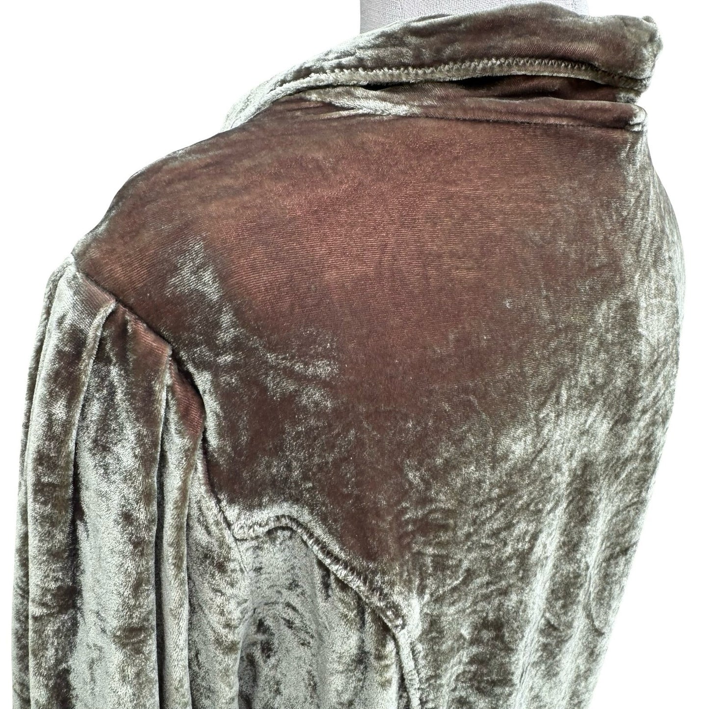 Burning Torch Anthropologie Silk Blend Velvet Beaded Peplum Jacket Olive Brown L