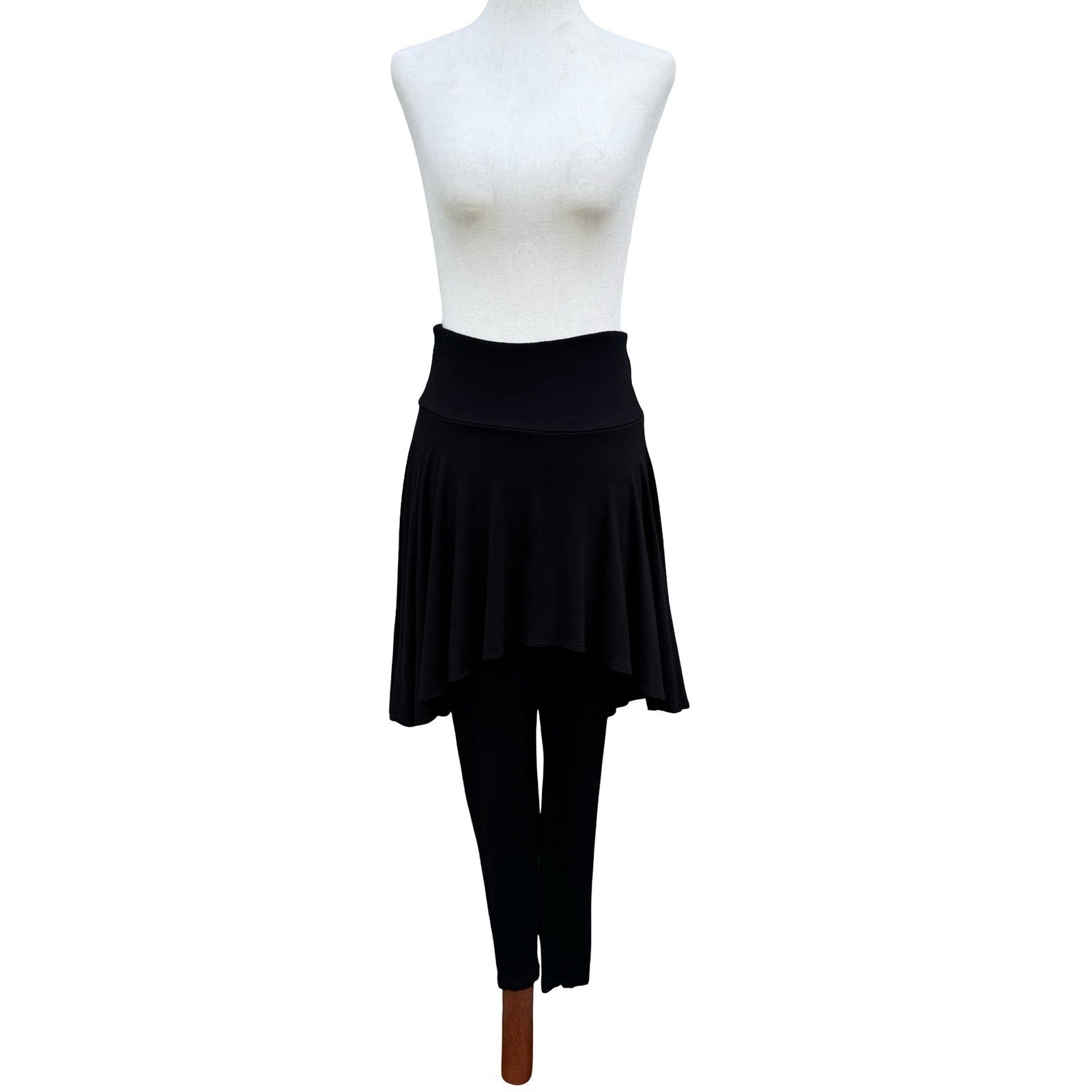 The Pyramid Collection Vintage 80s Black Skirted Leggings High Low Flare Skirt M