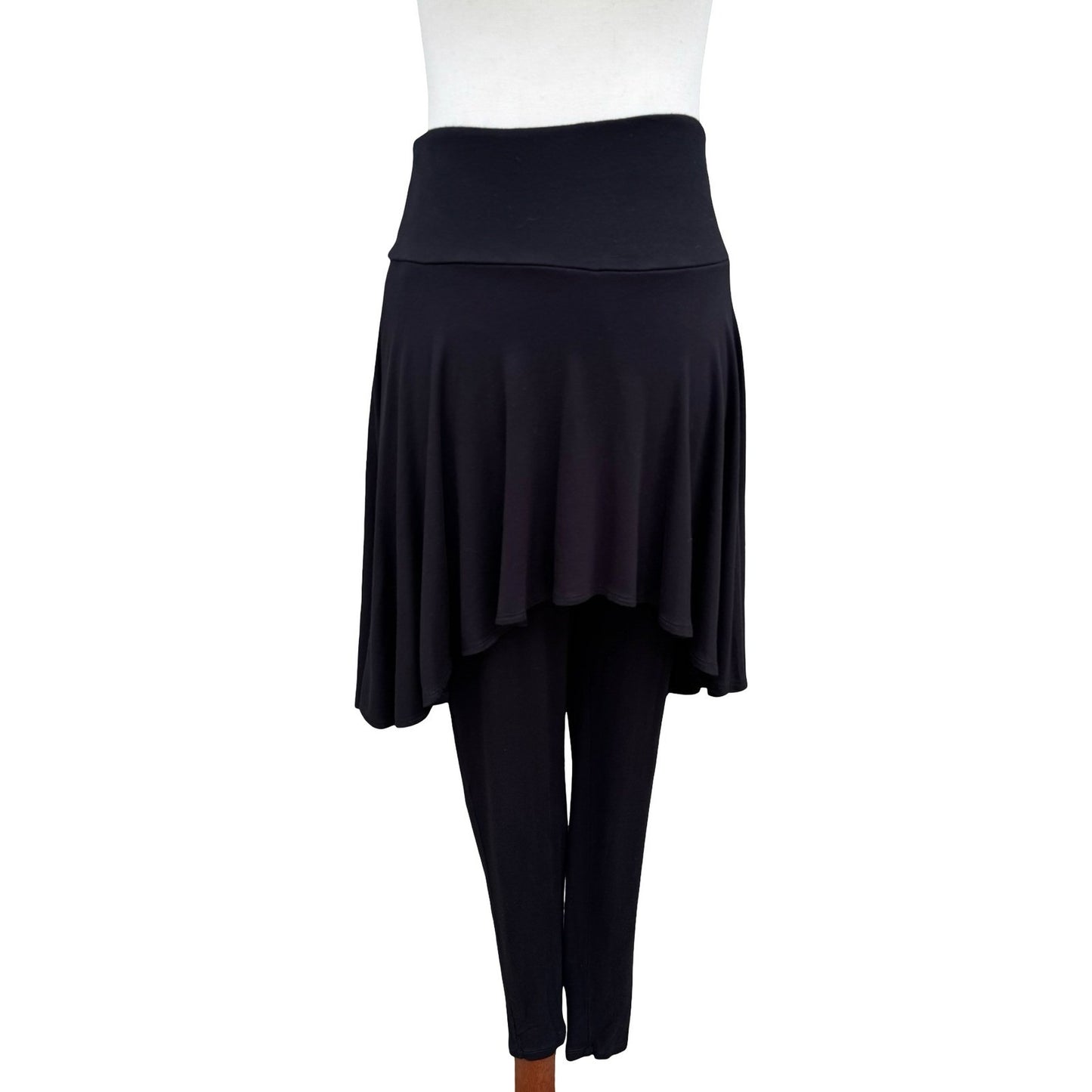 The Pyramid Collection Vintage 80s Black Skirted Leggings High Low Flare Skirt M