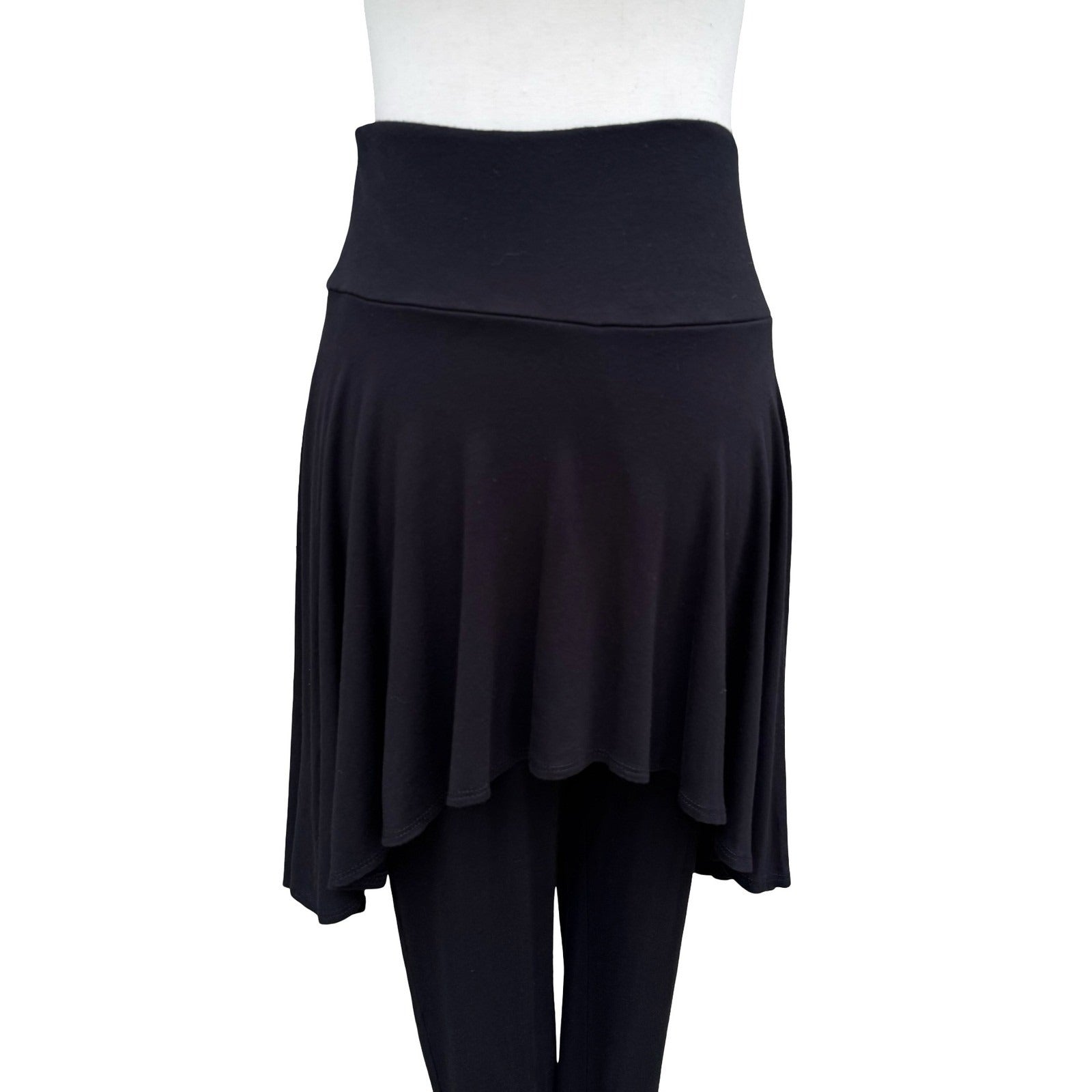 The Pyramid Collection Vintage 80s Black Skirted Leggings High Low Flare Skirt M