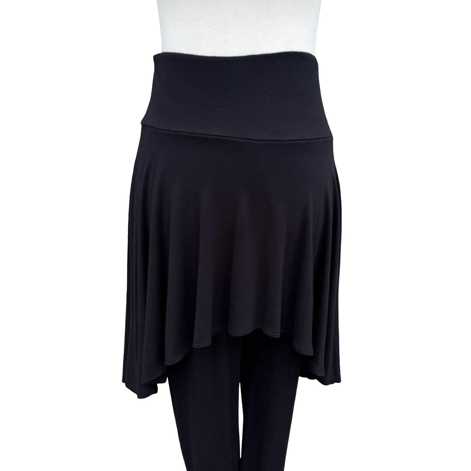 The Pyramid Collection Vintage 80s Black Skirted Leggings High Low Flare Skirt M