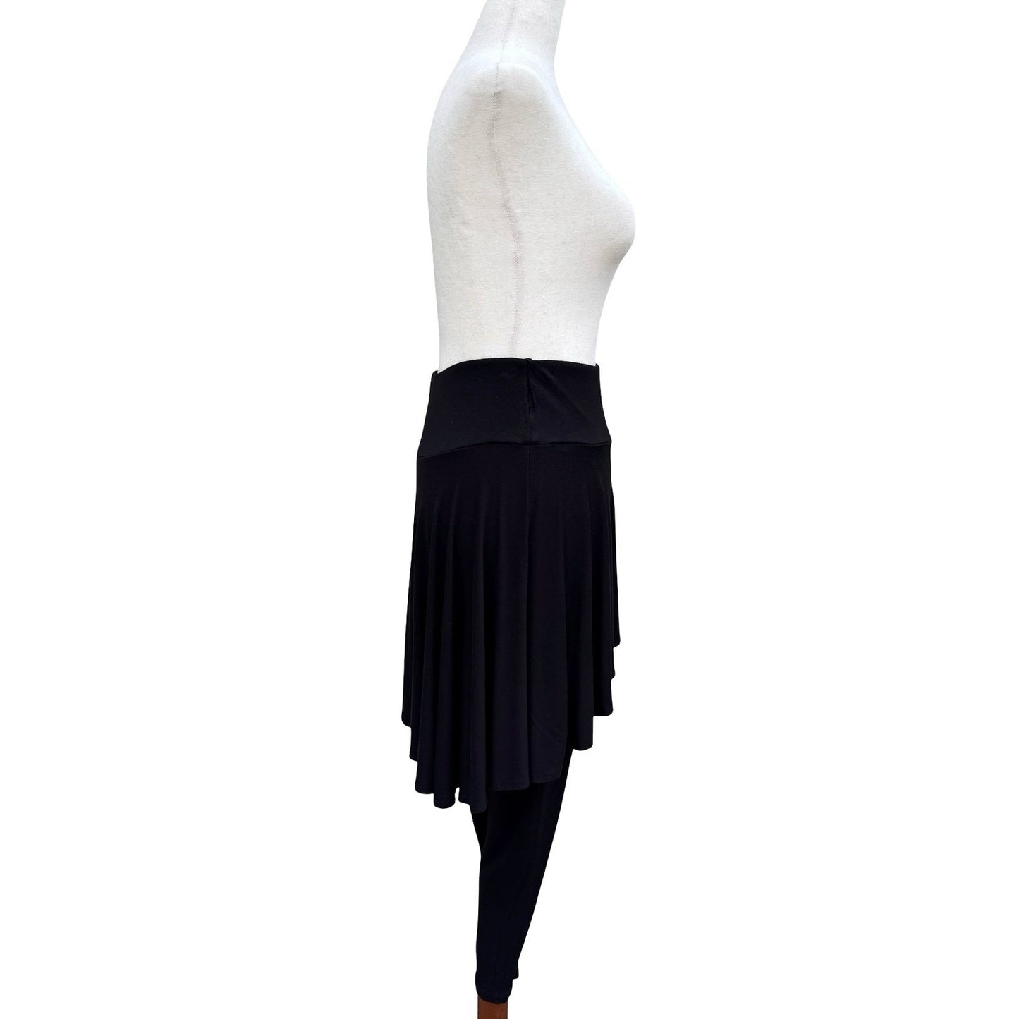 The Pyramid Collection Vintage 80s Black Skirted Leggings High Low Flare Skirt M