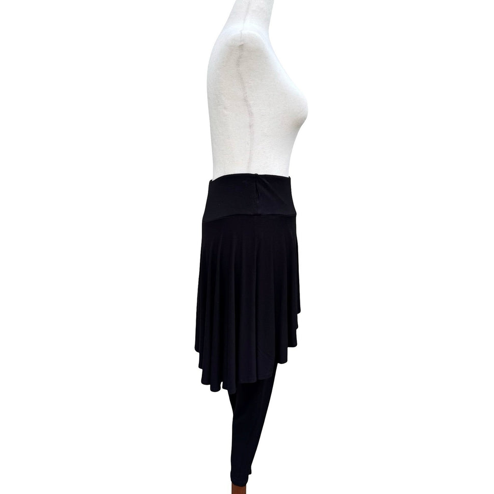 The Pyramid Collection Vintage 80s Black Skirted Leggings High Low Flare Skirt M