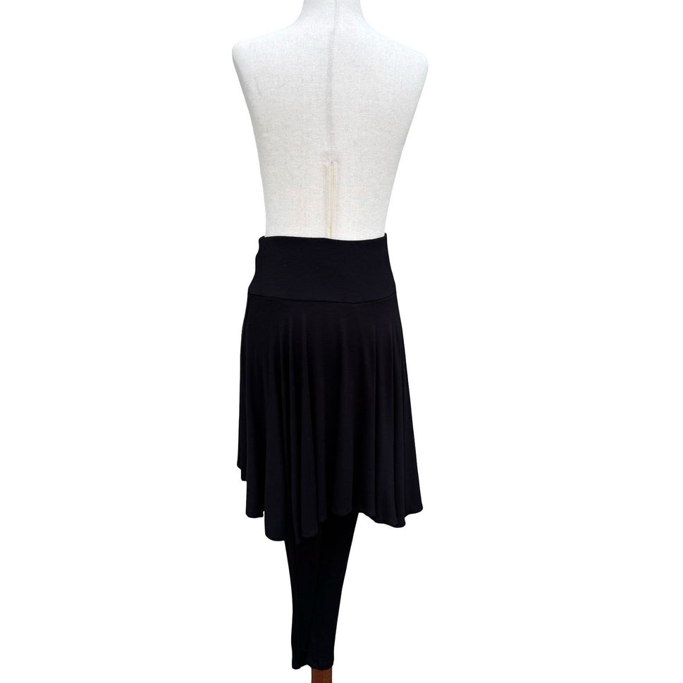The Pyramid Collection Vintage 80s Black Skirted Leggings High Low Flare Skirt M