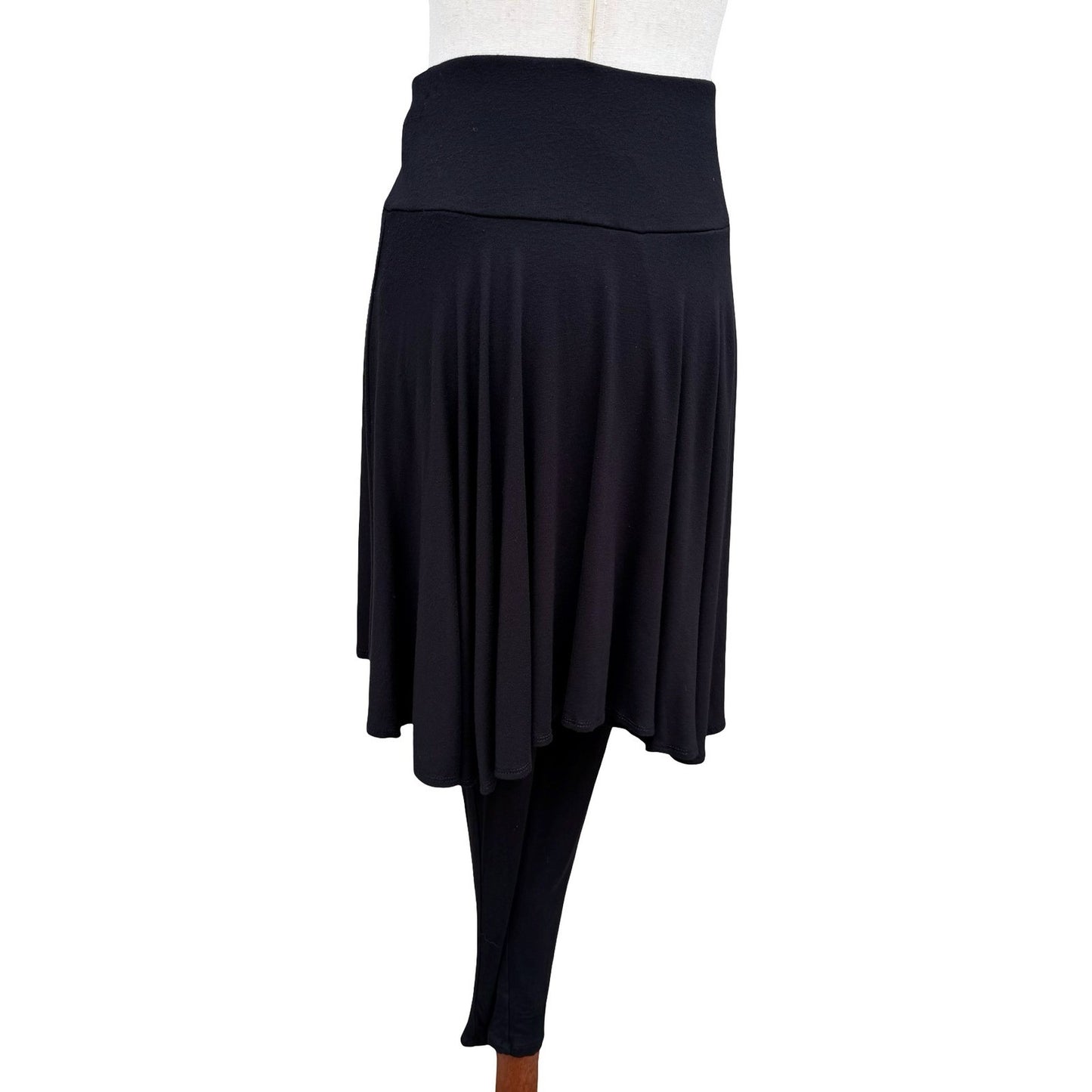 The Pyramid Collection Vintage 80s Black Skirted Leggings High Low Flare Skirt M