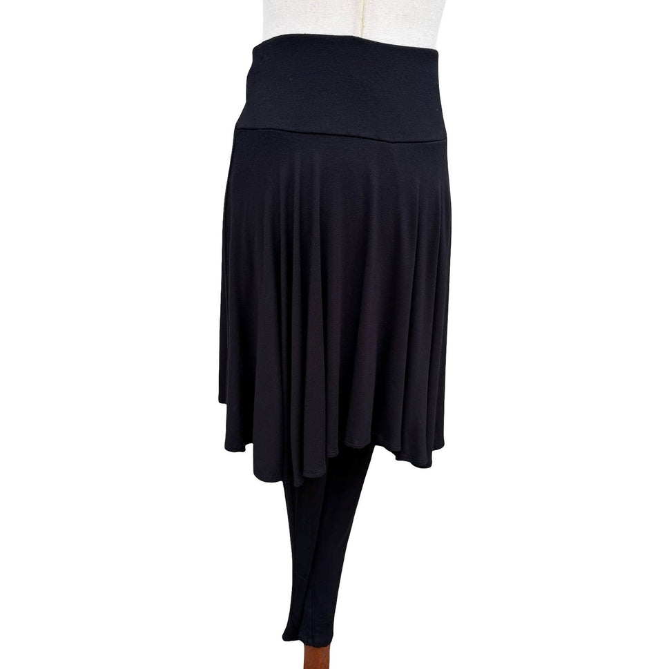 The Pyramid Collection Vintage 80s Black Skirted Leggings High Low Flare Skirt M