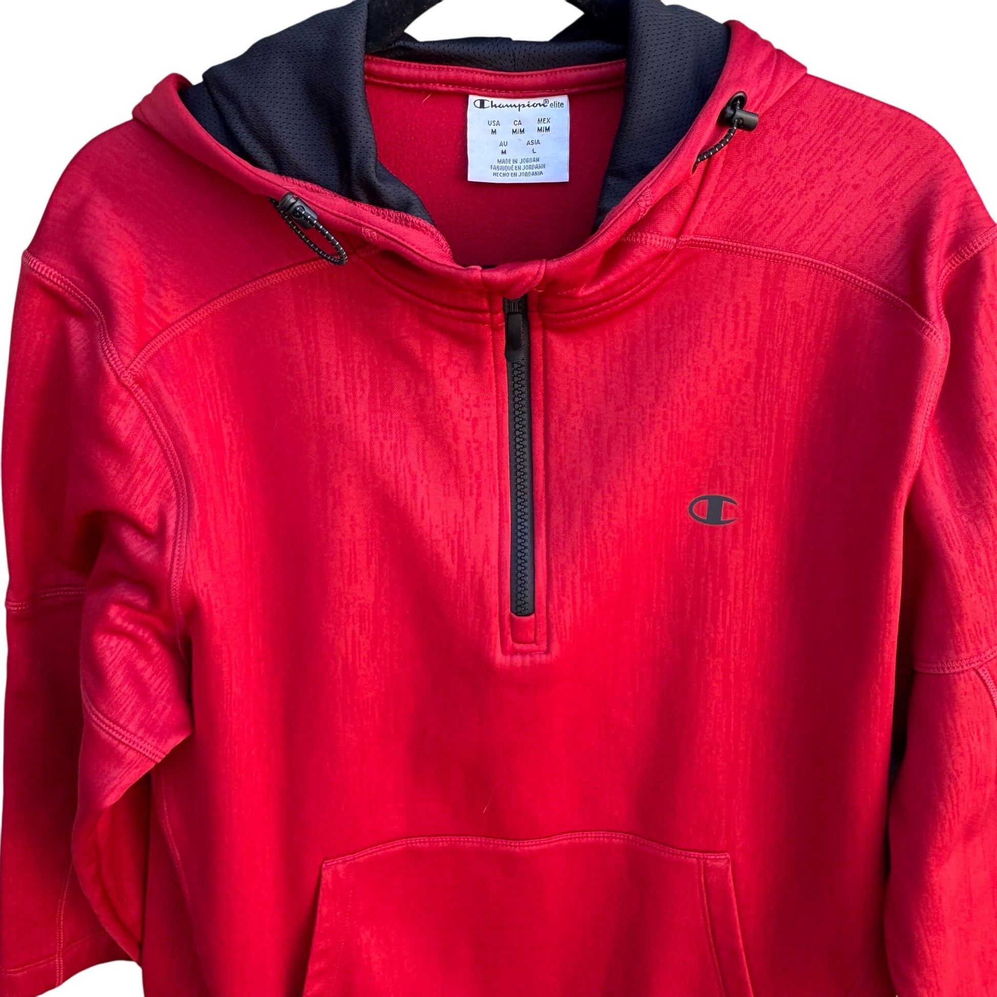 Champion Elite Scuba Fleece Pullover 3/4 Sleeve Half-Zip Kangaroo Pocket Hoodie M